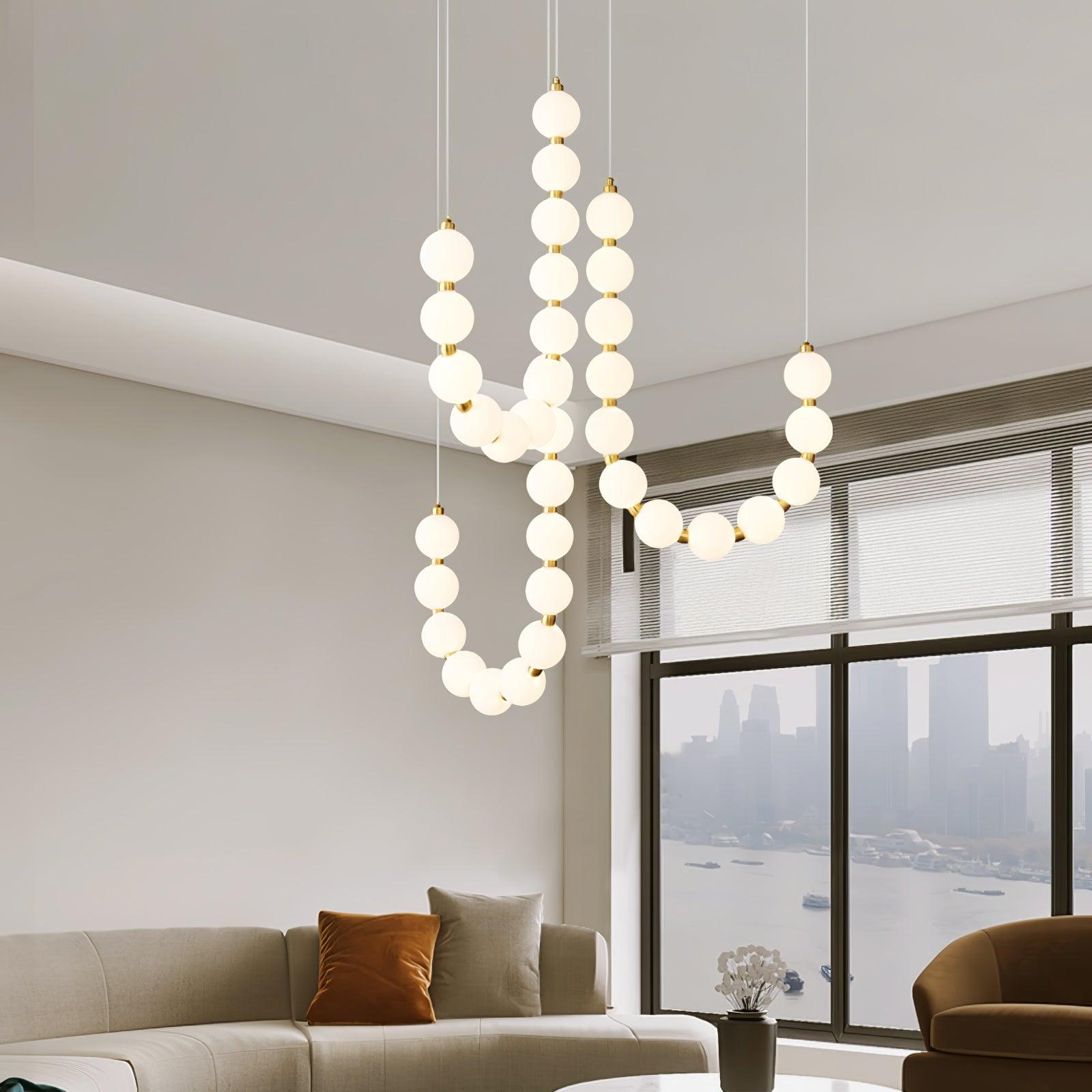 Lámpara de Araña de Perlas Acrílicas con Base de Latón y Luz Regulable – Diseño Elegante para Iluminar Tu Espacio 6