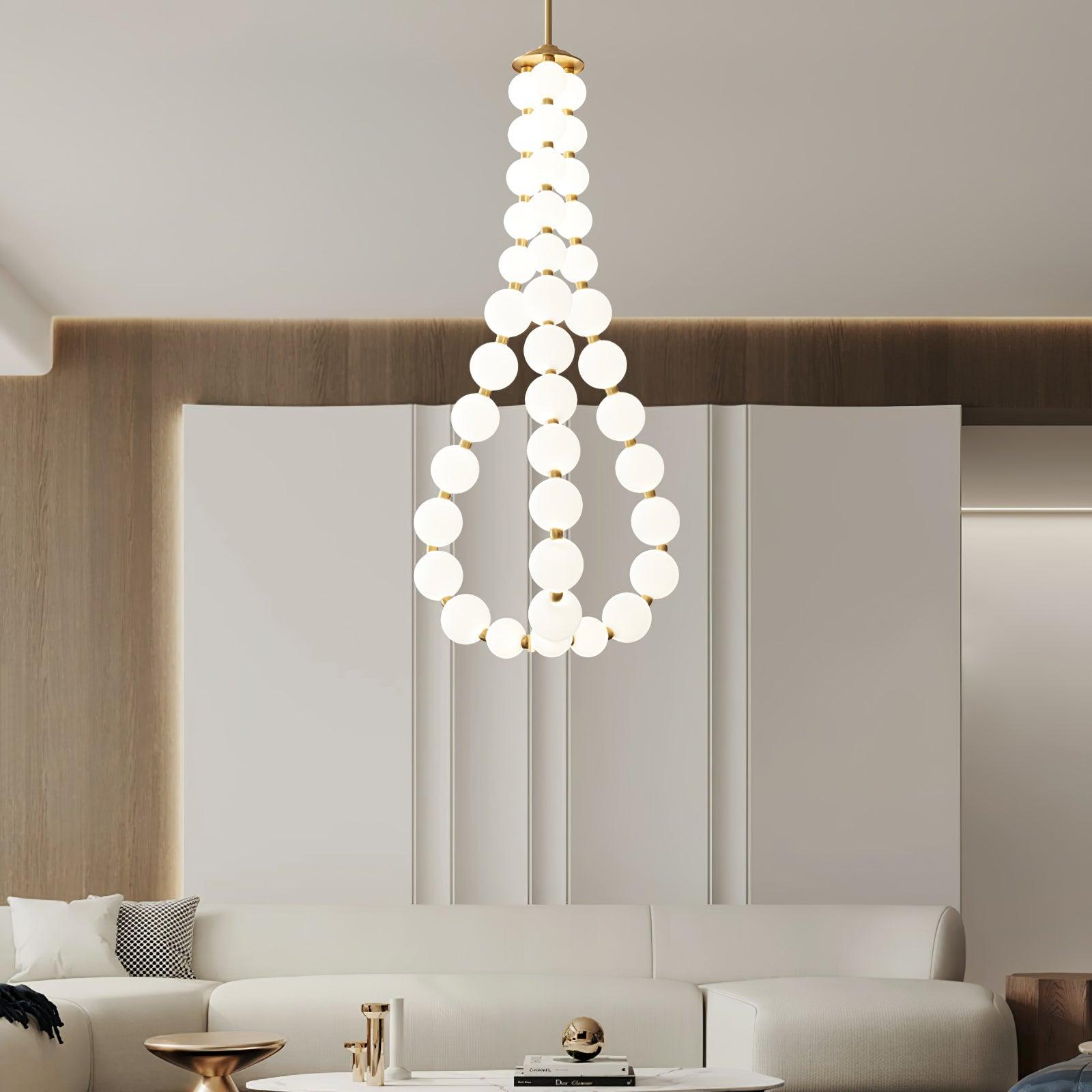 Lámpara de Araña de Perlas Acrílicas con Base de Latón y Luz Regulable – Diseño Elegante para Iluminar Tu Espacio 7