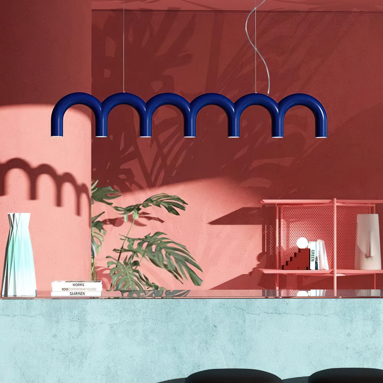 Lámpara de Araña en Forma de M con LED Integrado y Estilo Moderno – Disponible en Varias Colores 4