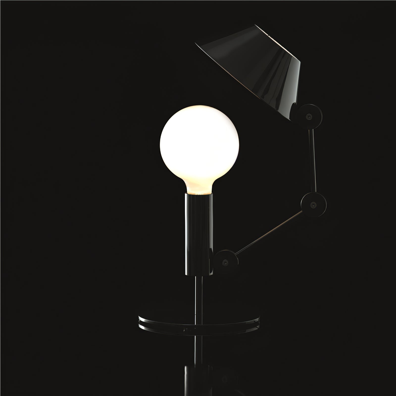 Lámpara de Mesa Articulada en Metal Negro con Pantalla Blanca – Estilo Gótico 6