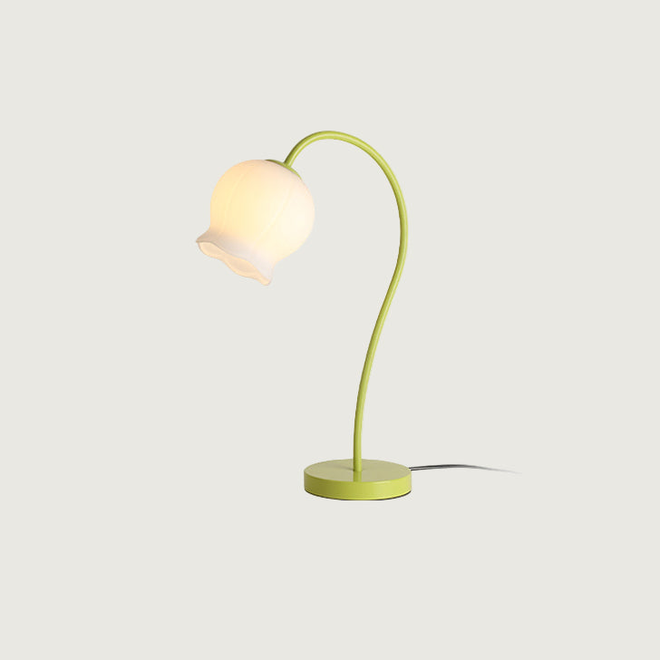 Lámpara de Mesa Bell Orchid en Color Natural con Pantalla Blanca - Estilo Moderno 5