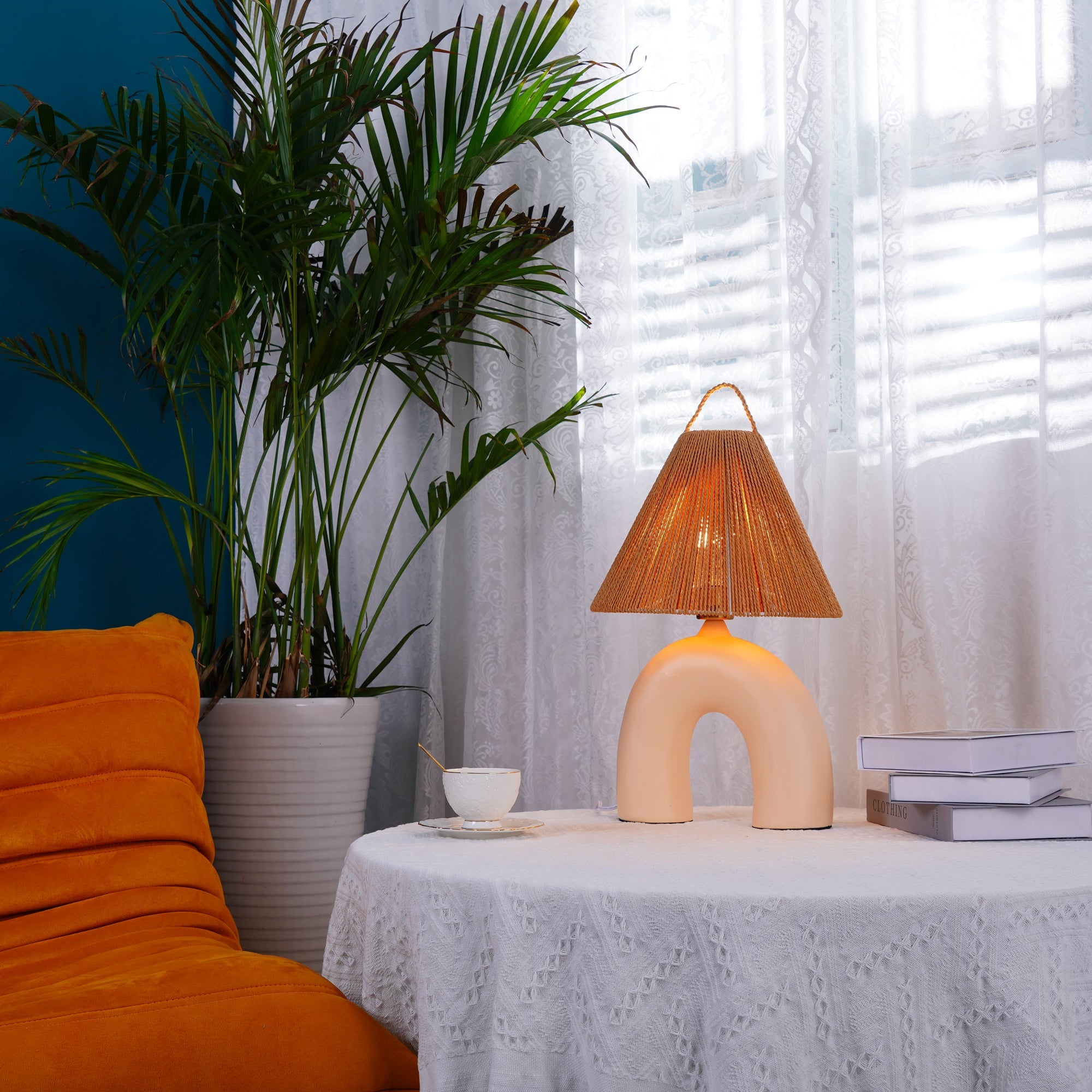 Lámpara de Mesa Cerámica Volta con Diseño Artesanal – Estilo Campestre, 34cm de Diámetro 6