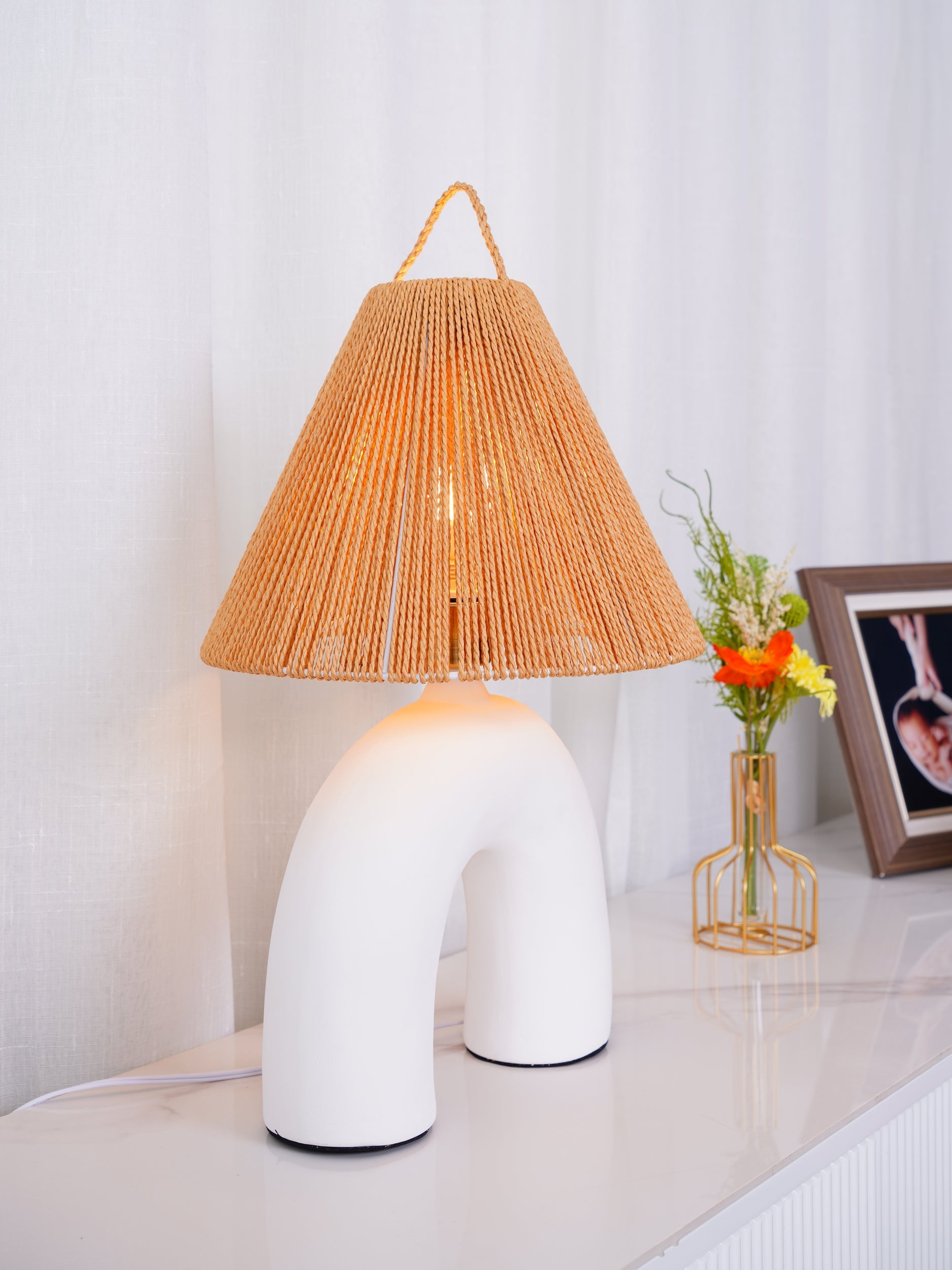 Lámpara de Mesa Cerámica Volta con Diseño Artesanal – Estilo Campestre, 34cm de Diámetro 7