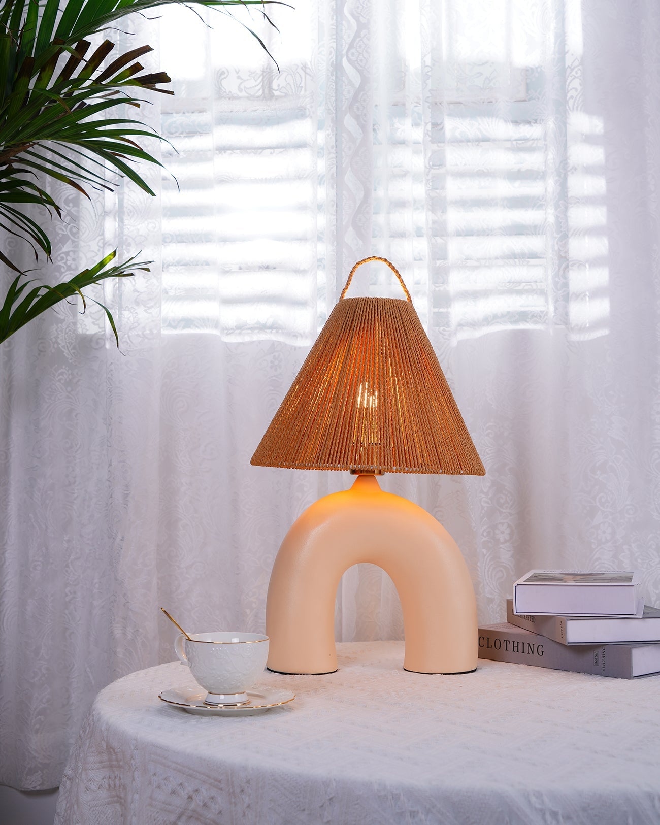 Lámpara de Mesa Cerámica Volta con Diseño Artesanal – Estilo Campestre, 34cm de Diámetro 8