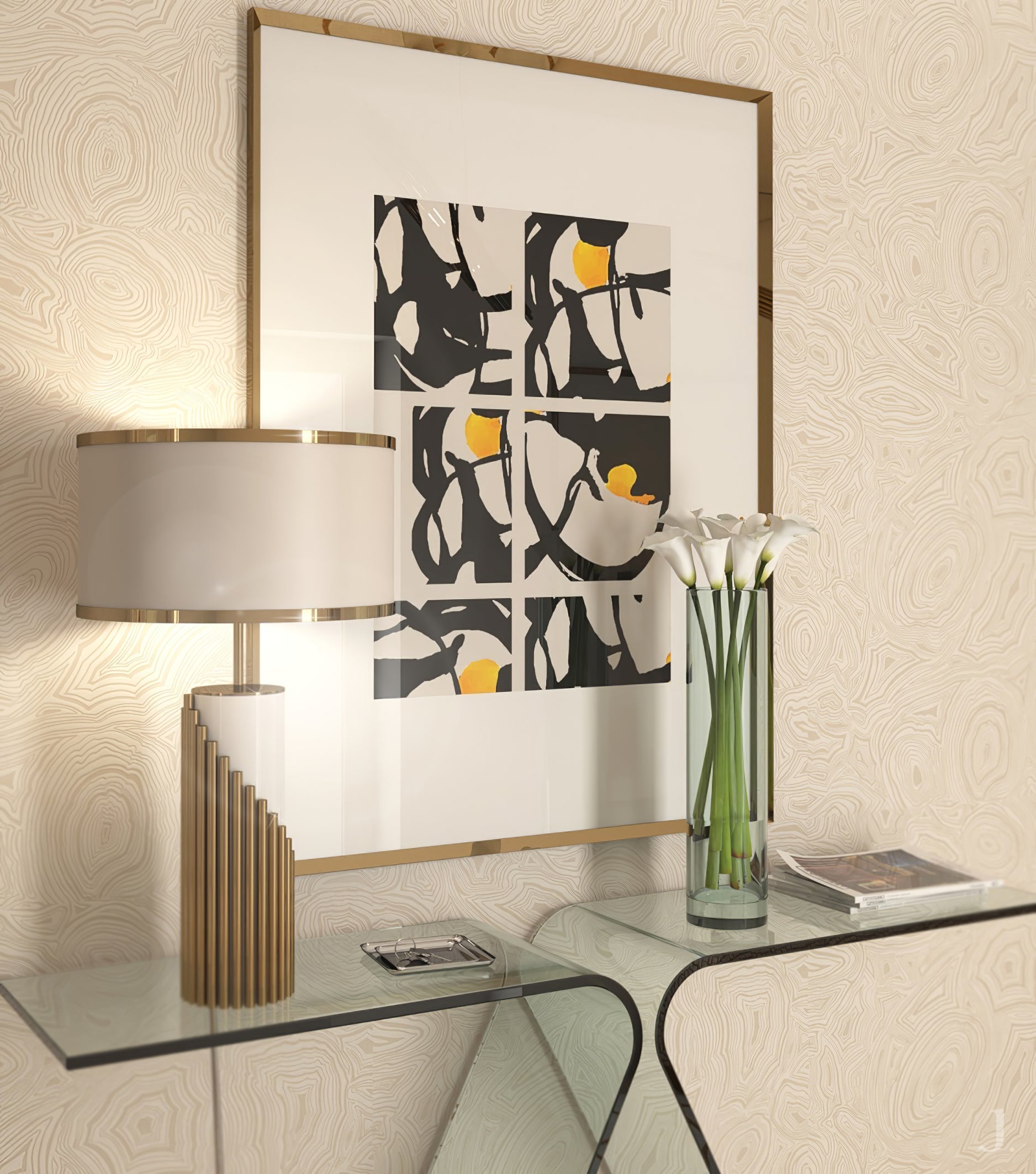 Lámpara de Mesa Elegante Art Deco de Metal y Tela - Diseño Sofisticado para Mesita de Noche, 38 cm Diámetro, Ideal para Interiores 8