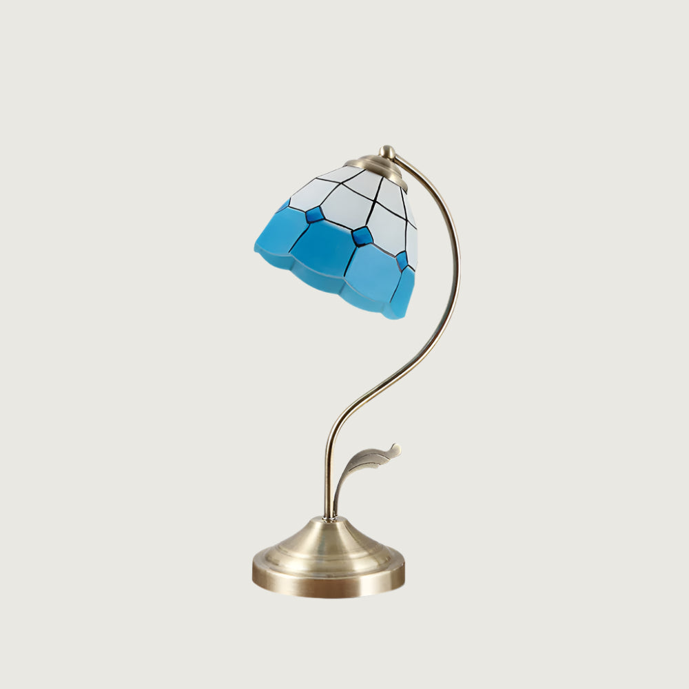 Lámpara de Mesa Elegante con Pantalla de Vidrio en Forma de Flor, Base E27, Metal y Vidrio, Ideal para Mesita de Noche y Escritorio 1