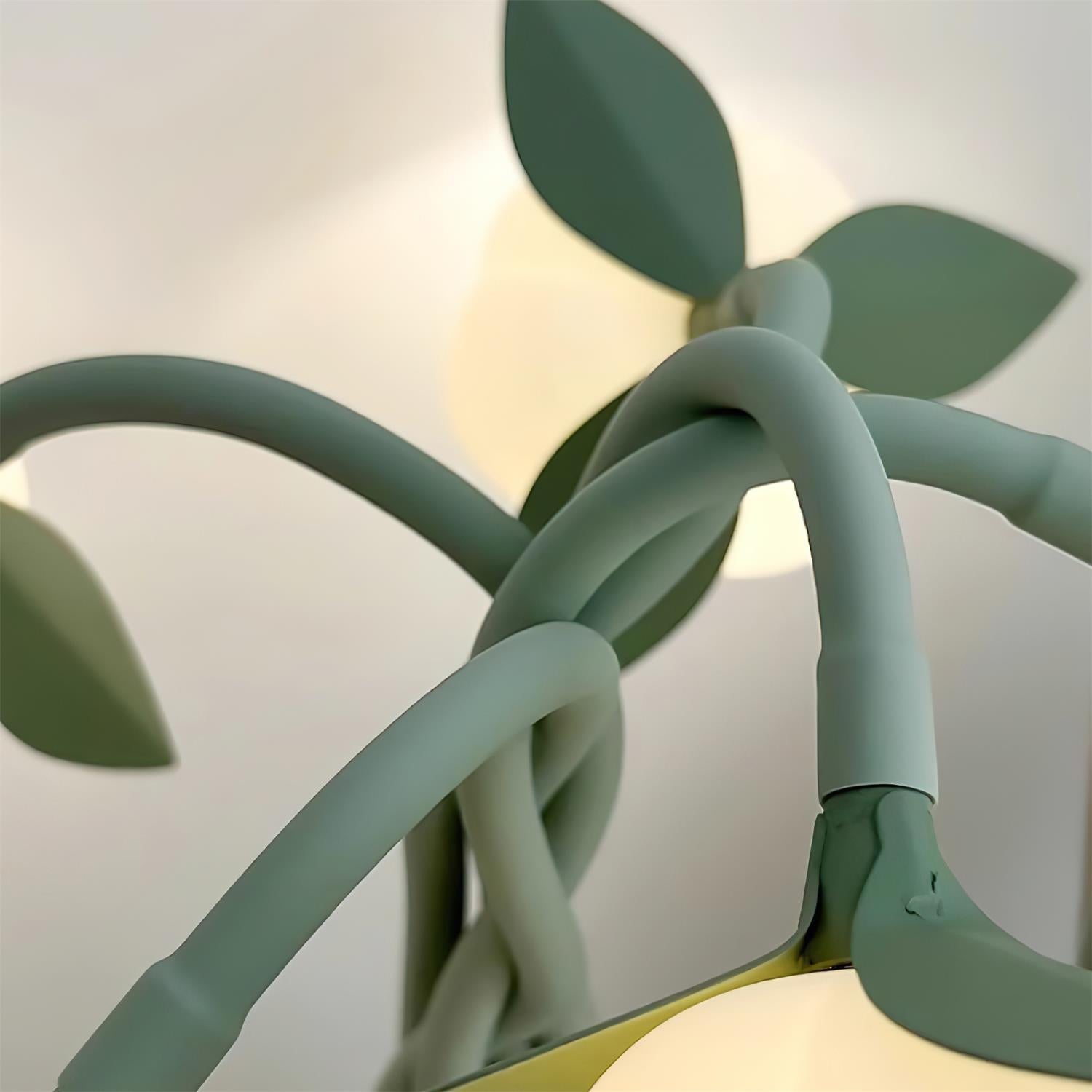 Lámpara de Mesa Floral con Diseño Escultural y Base Verde – Luz LED 8