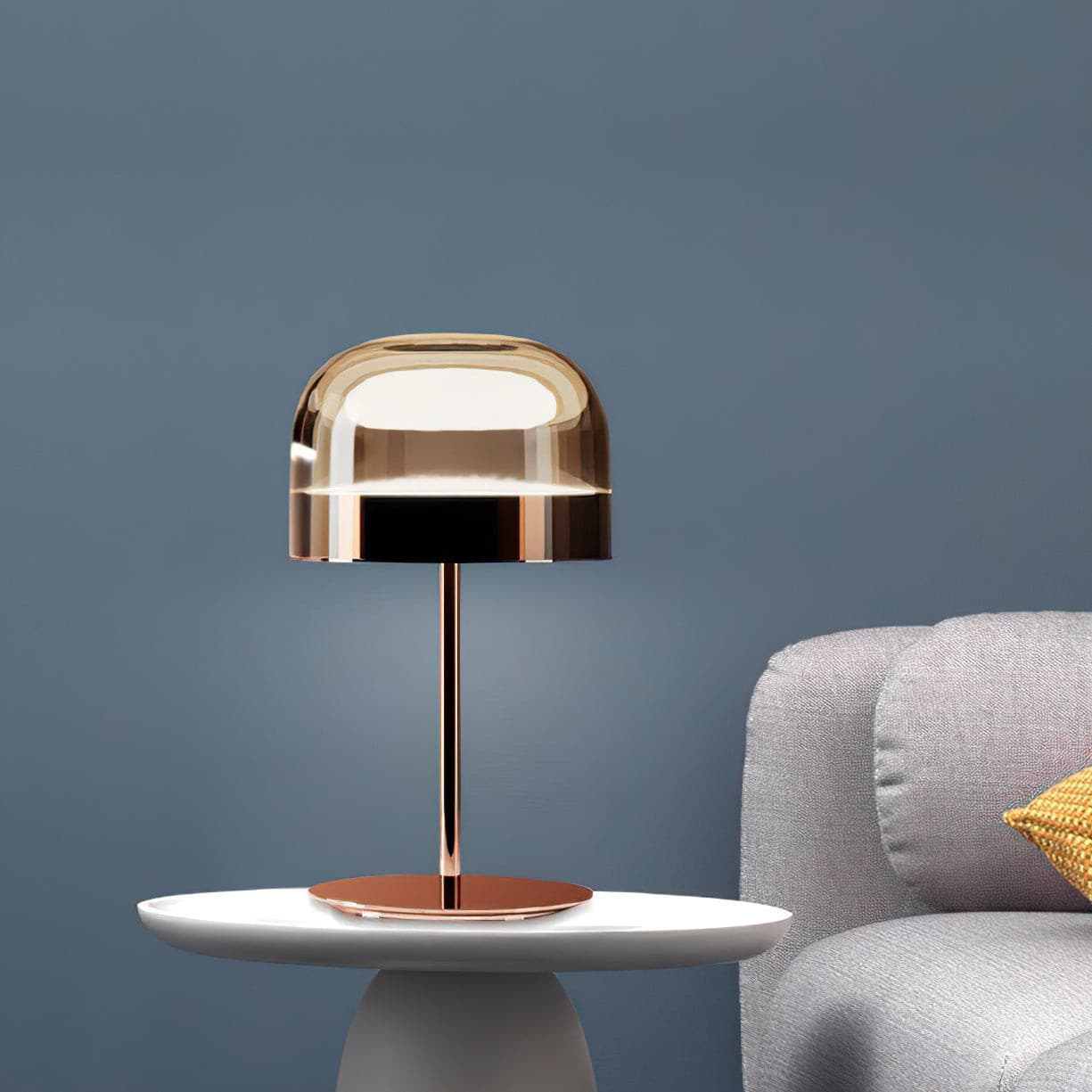 Lámpara de Mesa LED Moderna de Metal y Vidrio con Luz Cálida – Opciones de Acabado en Negro y Oro Rosa 5