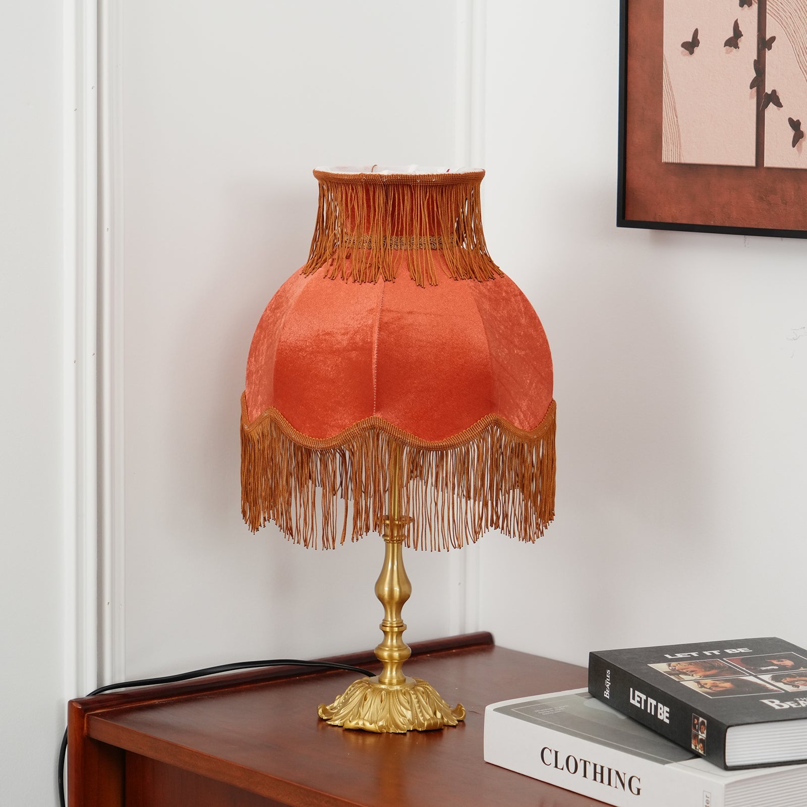 Lámpara de Mesa Lanna Moderno con Base de Latón y Tela – 24 cm Diámetro, Ideal para Mesitas de Noche y Escritorios 4