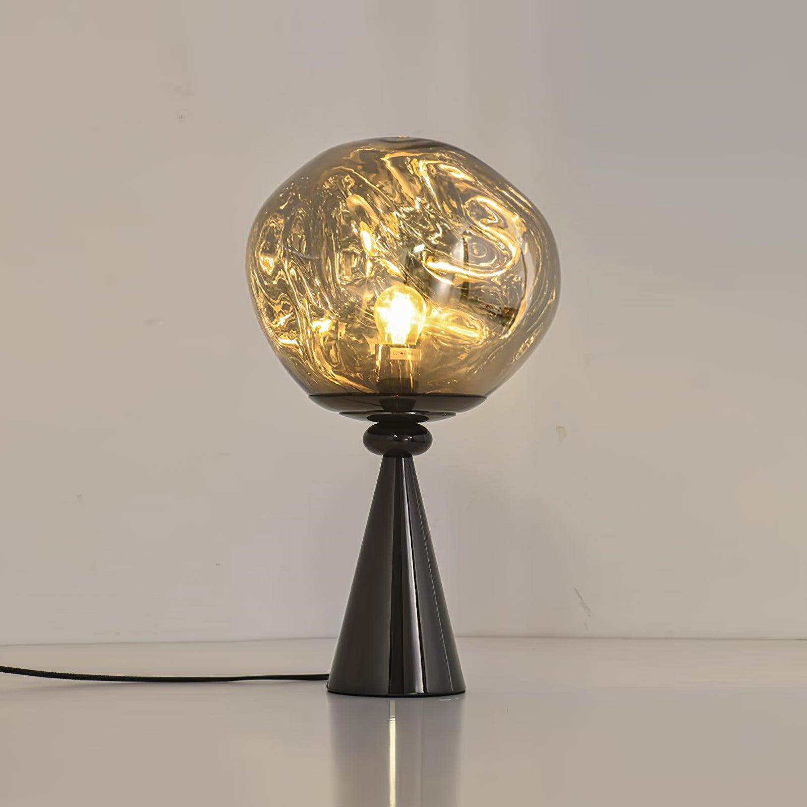 Lámpara de Mesa Lava Dorada Moderna, Efecto Óptico, Diámetro 28/38 cm, Acabado en Cromo y Negro, Ideal para Mesita de Noche 9