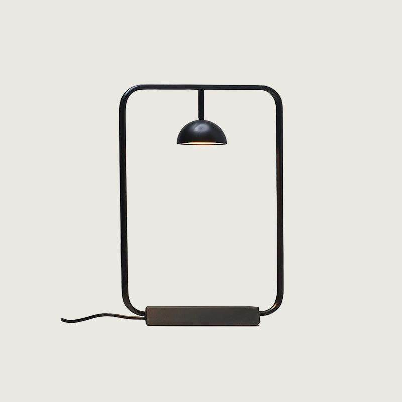 Lámpara de Mesa Moderna Cupolina con Luz LED Regulable, Diseño Cuadrado, Metal, 31 cm Diámetro, Negro/Naranja 0