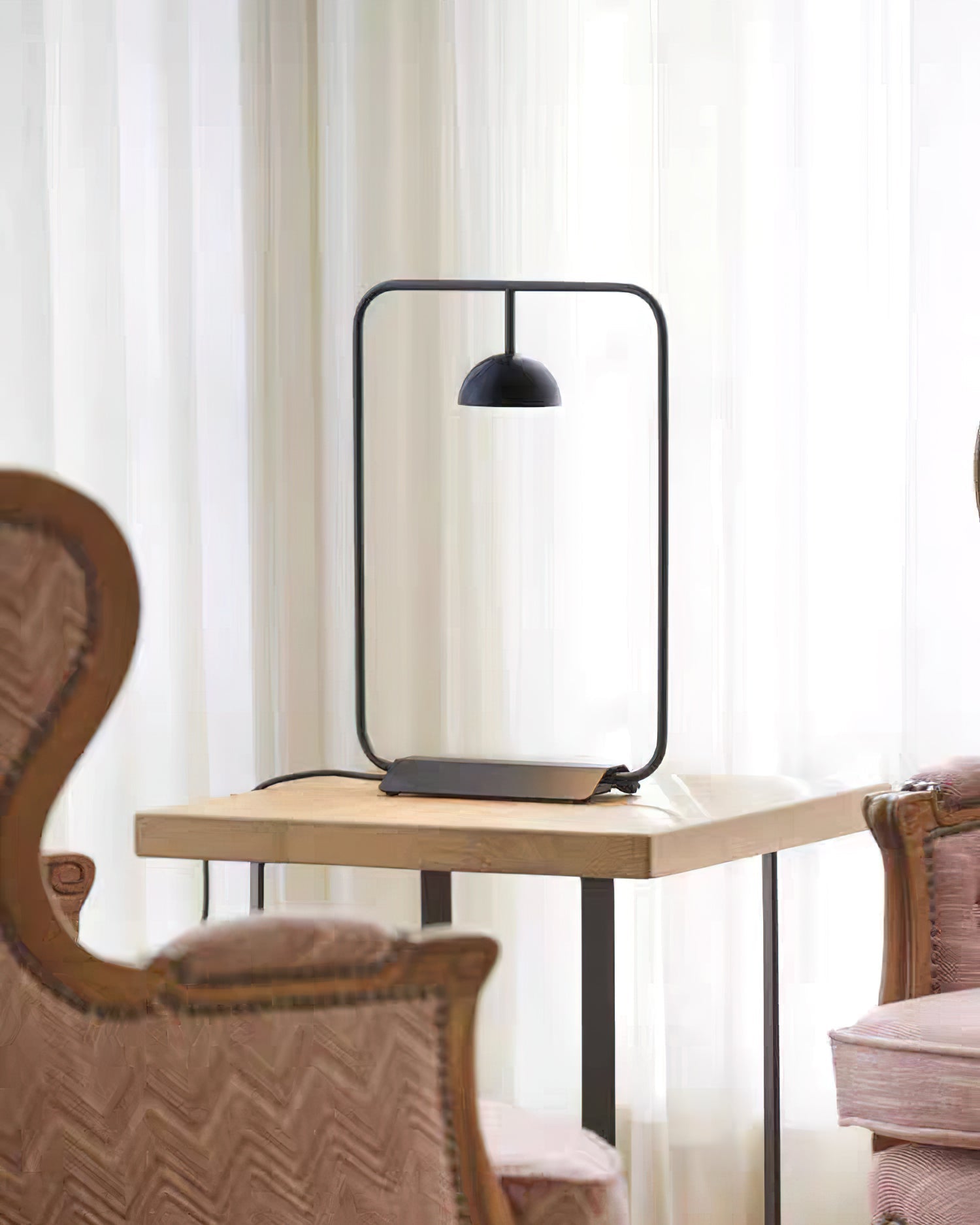 Lámpara de Mesa Moderna Cupolina con Luz LED Regulable, Diseño Cuadrado, Metal, 31 cm Diámetro, Negro/Naranja 8