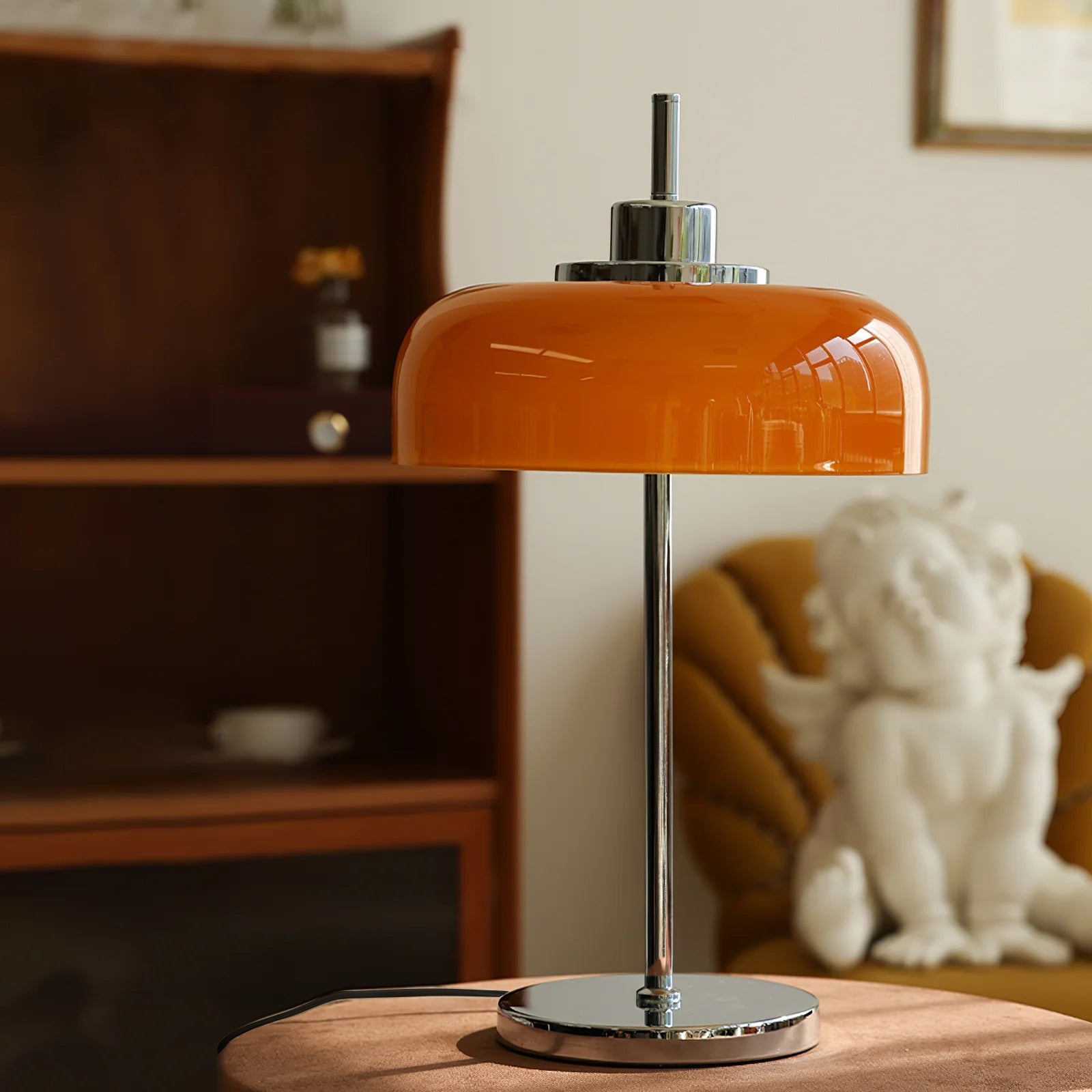 Lámpara de Mesa Moderna Estilo Retro con Luz LED Naranja y Metal, Ideal para Escritorio o Mesita de Noche, 30 cm x 60 cm 3