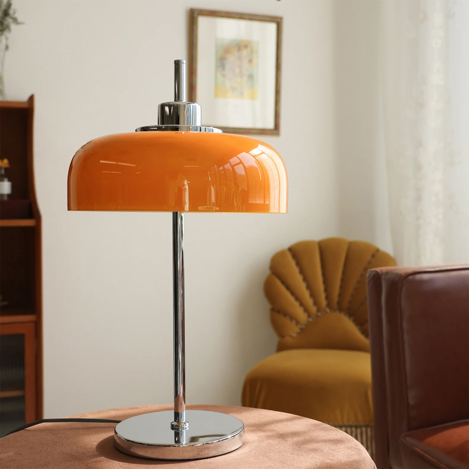 Lámpara de Mesa Moderna Estilo Retro con Luz LED Naranja y Metal, Ideal para Escritorio o Mesita de Noche, 30 cm x 60 cm 5