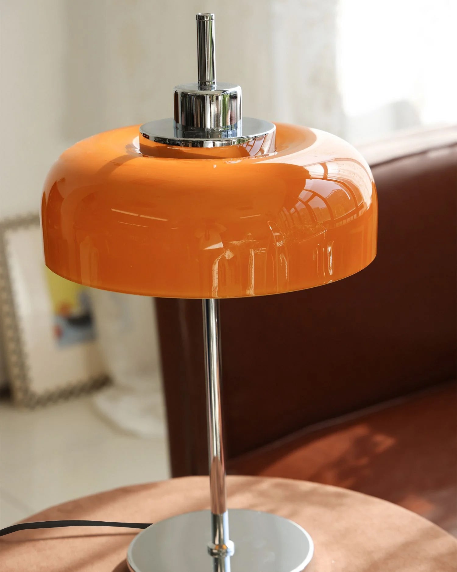Lámpara de Mesa Moderna Estilo Retro con Luz LED Naranja y Metal, Ideal para Escritorio o Mesita de Noche, 30 cm x 60 cm 6