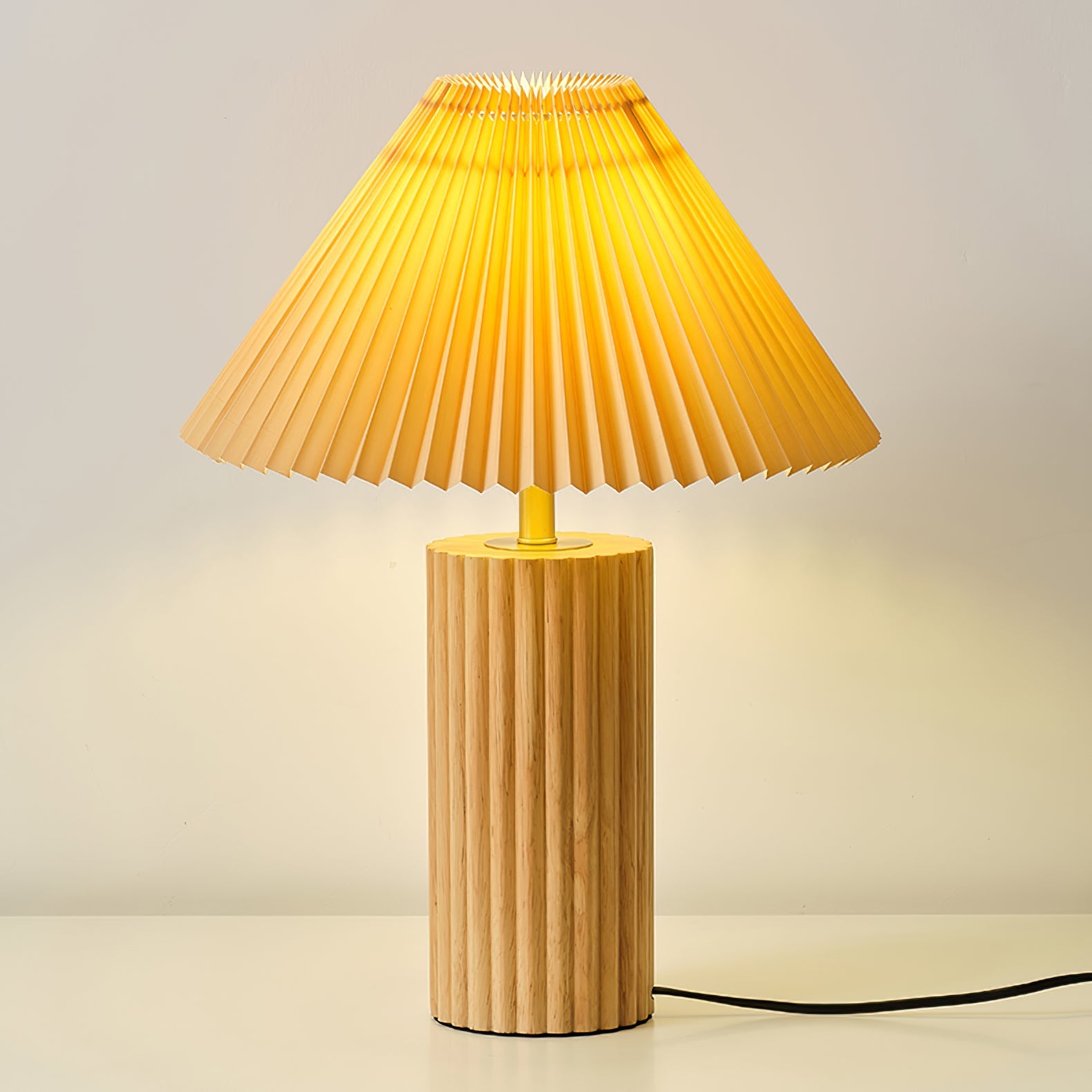Lámpara de Mesa Moderna con Base de Madera, 35cm Diámetro, Ideal para Mesitas de Noche y Decoración Interior 5