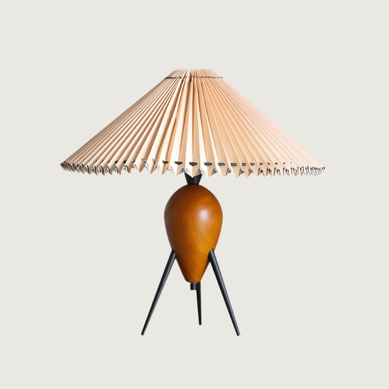 Lámpara de Mesa Moderna con Base de Madera y Pantalla de Tela - Diseño Industrial Tripode 0