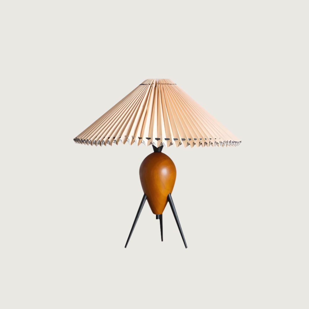 Lámpara de Mesa Moderna con Base de Madera y Pantalla de Tela - Diseño Industrial Tripode 1