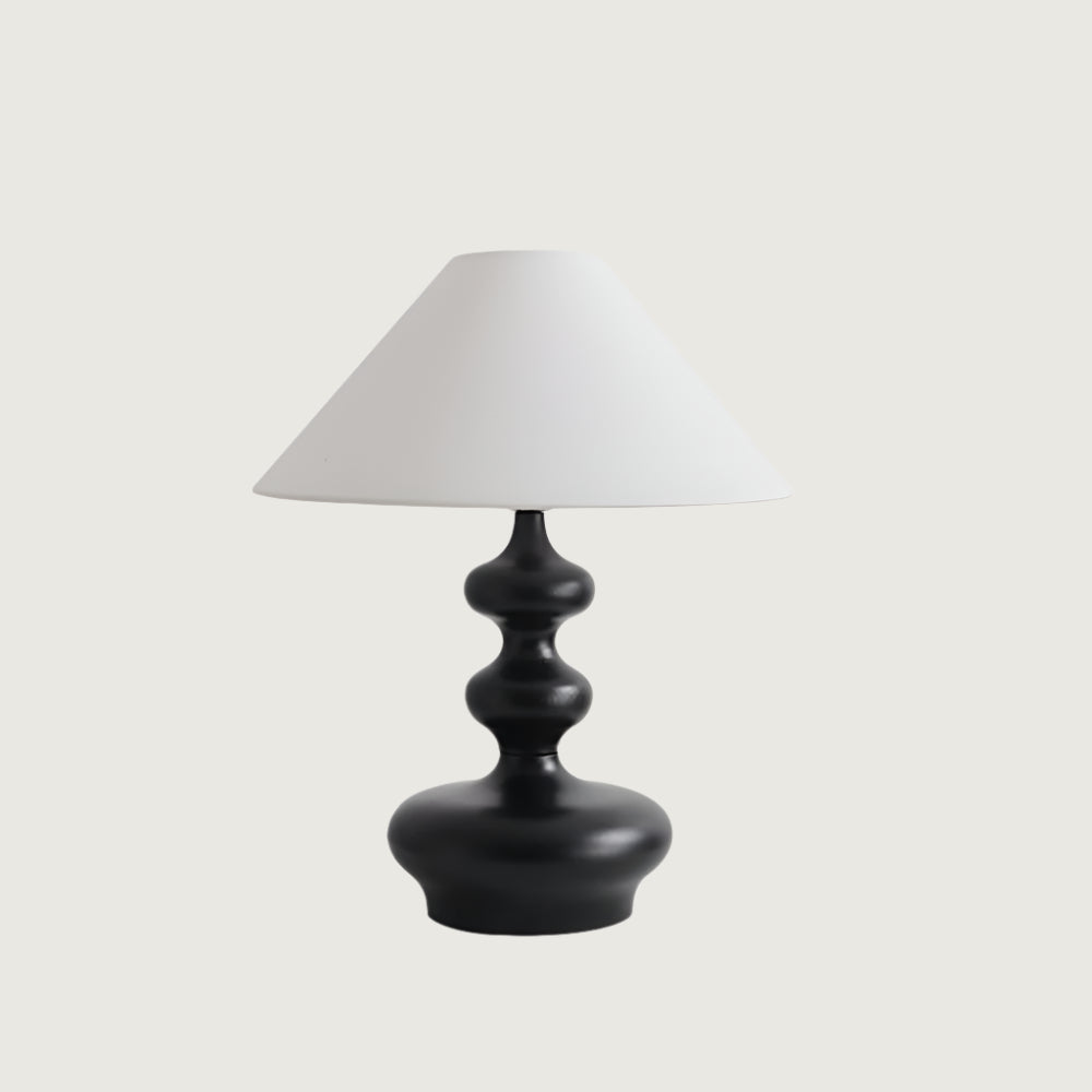 Lámpara de Mesa Moderna con Base de Madera y Pantalla de Tela – Diseño Vintage 1