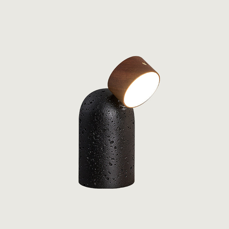 Lámpara de Mesa Moderna con Base de Travertino y Cabeza de Madera Ajustable – Diseño Inalámbrico para Mesita de Noche 10