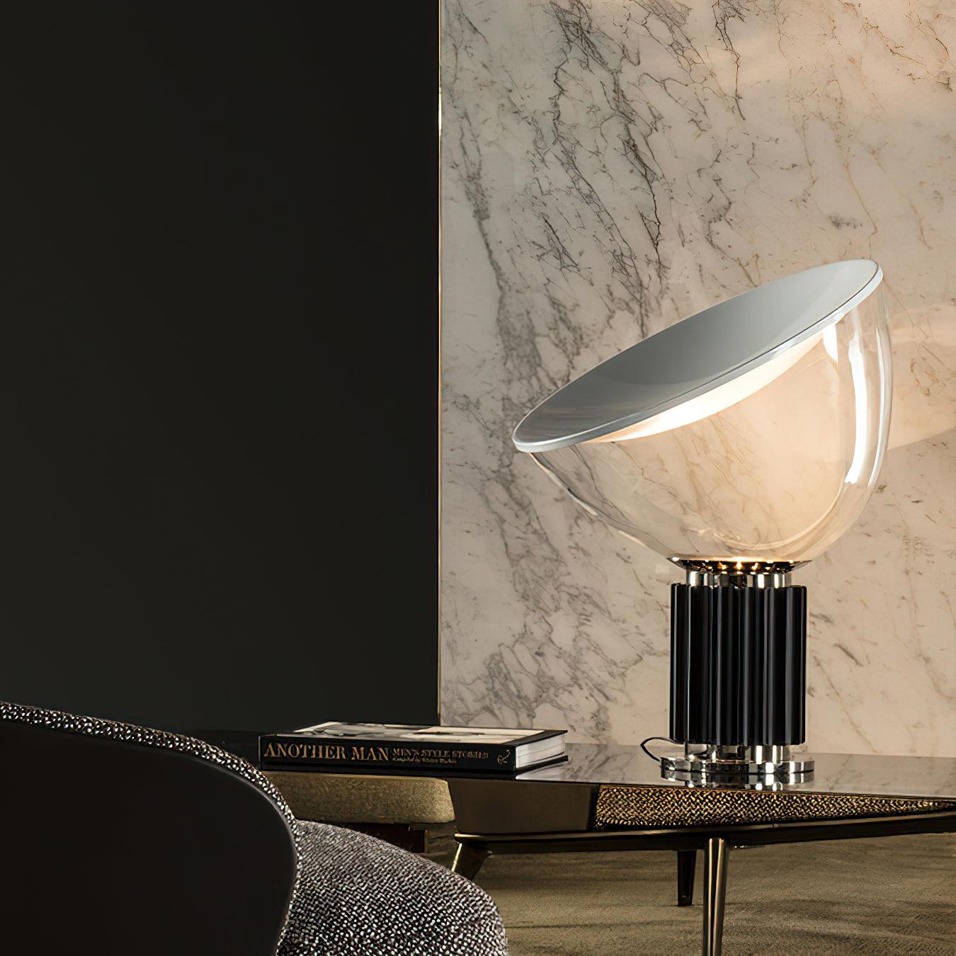 Lámpara de Mesa Moderna con Difusor de Cristal y Reflector de Aluminio – Ideal para Escritorio y Mesita de Noche 2
