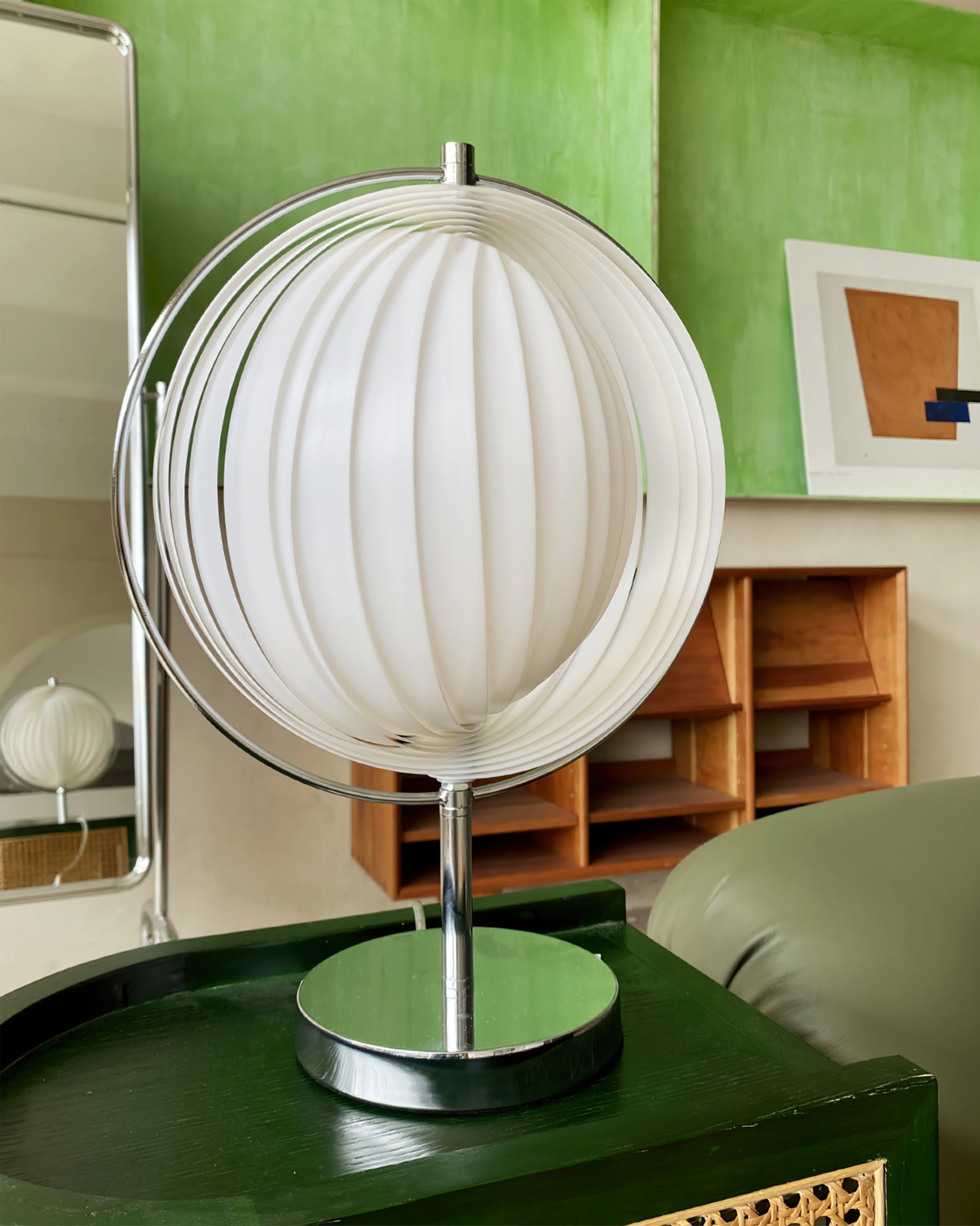 Lámpara de Mesa Moderna con Diseño Vintage y Base E26/E27 – Acabado en Cromo y Pantalla Blanca 7