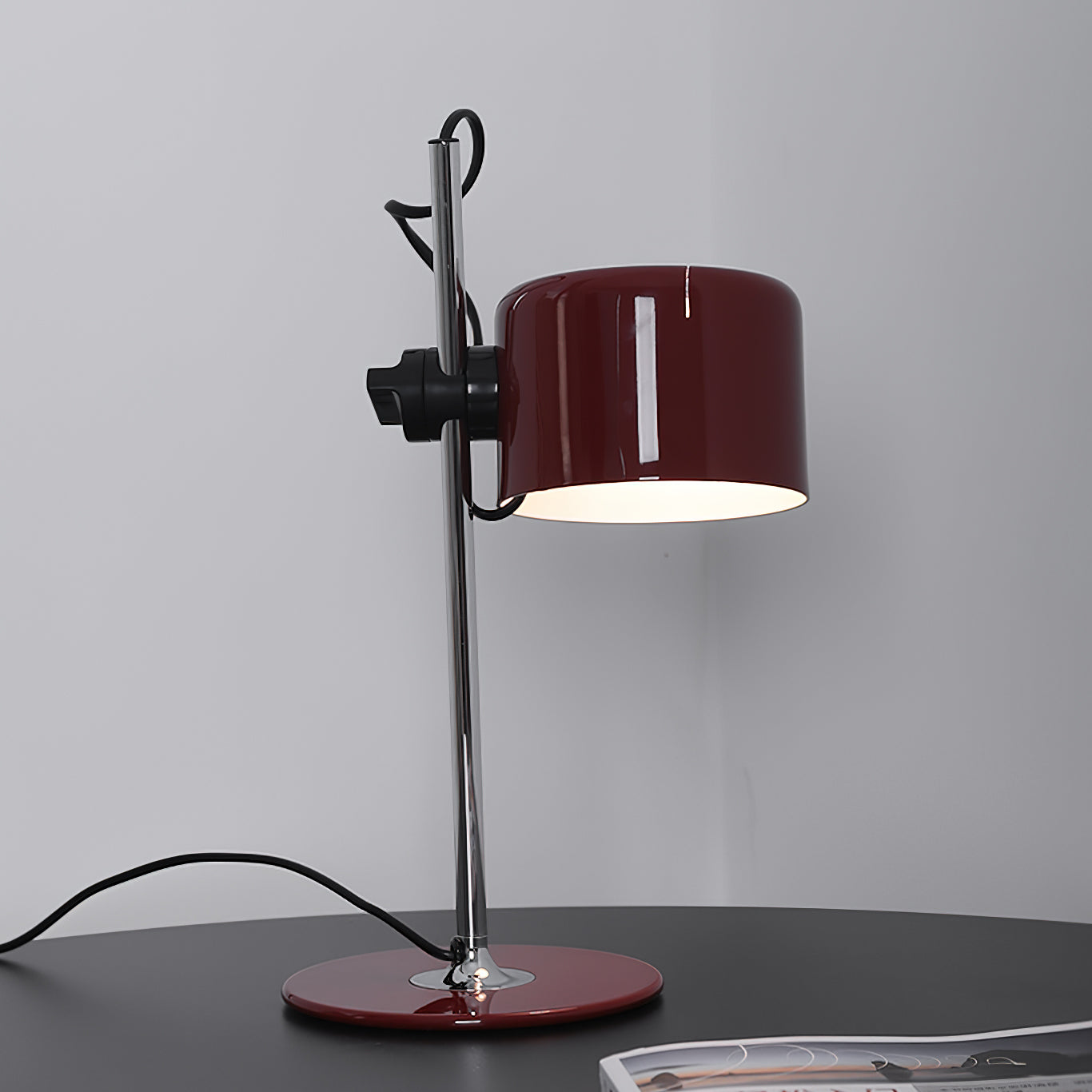 Lámpara de Mesa Moderna con Pantalla Ajustable y Base de Disco en Cromo – Ideal para Escritorio y Mesita de Noche 7