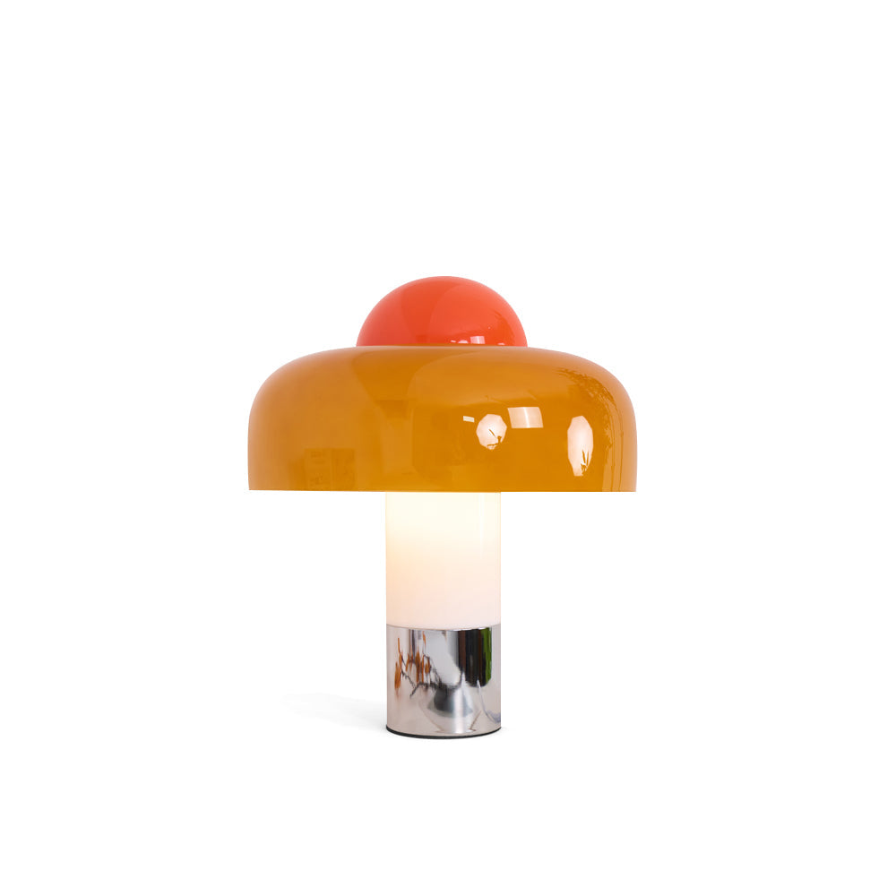 Lámpara de Mesa Moderna con Pantalla de Vidrio Naranja y Base de Metal 1