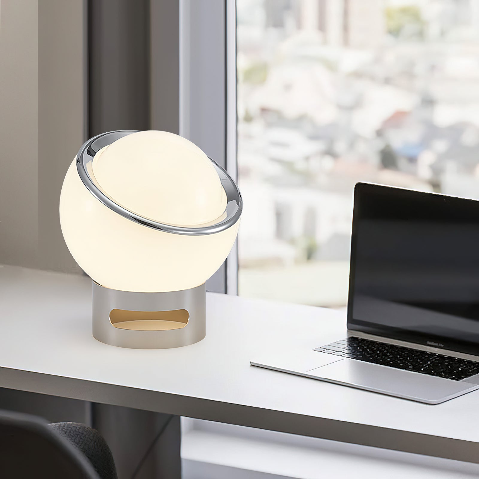Lámpara de Mesa Moderna de Acero Inoxidable y Vidrio en Verde, Naranja y Blanco - Ideal para Decoración Interior 7