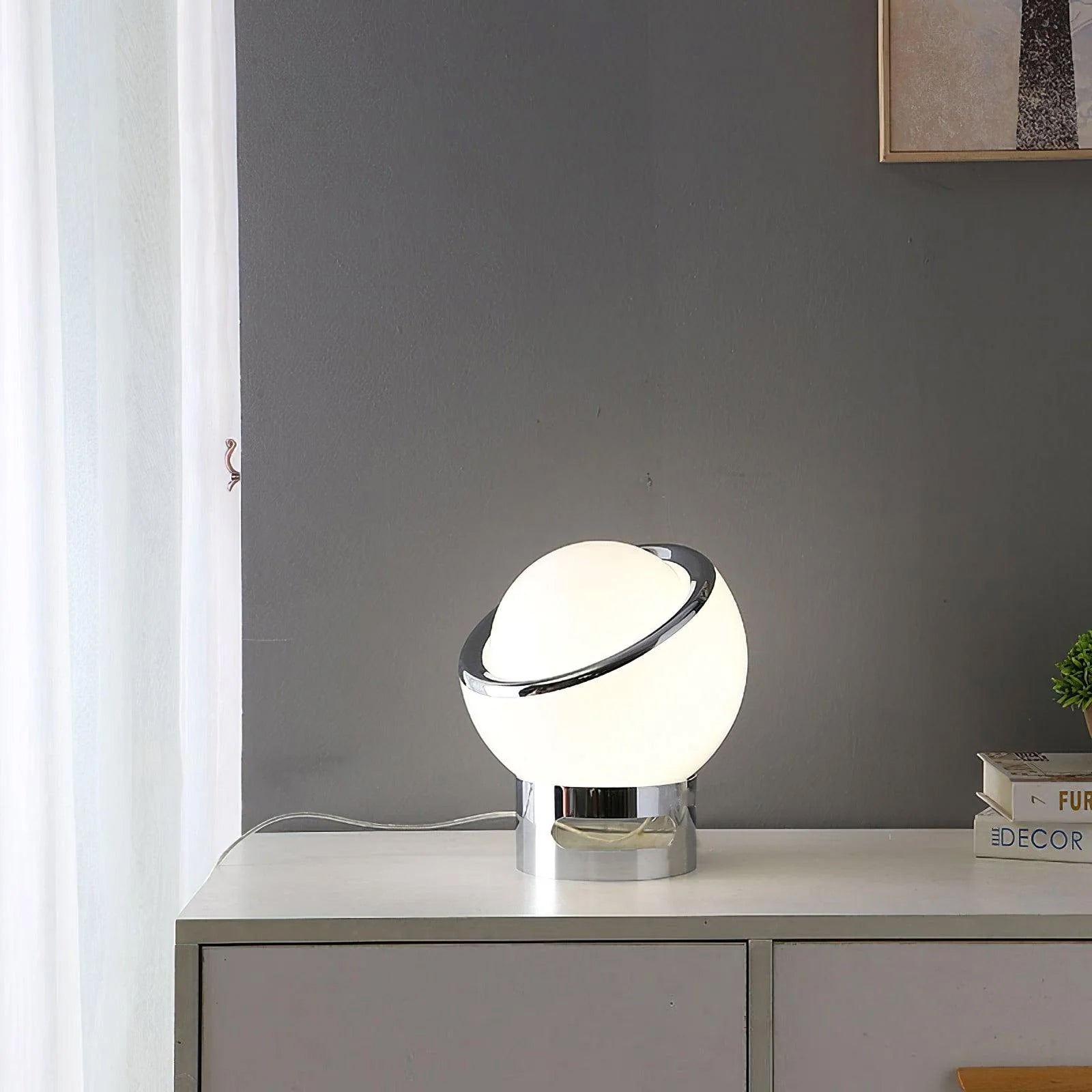 Lámpara de Mesa Moderna de Acero Inoxidable y Vidrio en Verde, Naranja y Blanco - Ideal para Decoración Interior 8