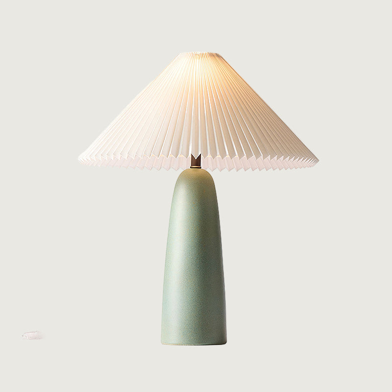 Lámpara de Mesa Moderna de Cerámica Beige y Verde con Pantalla Plisada para Escritorio y Mesita de Noche 11