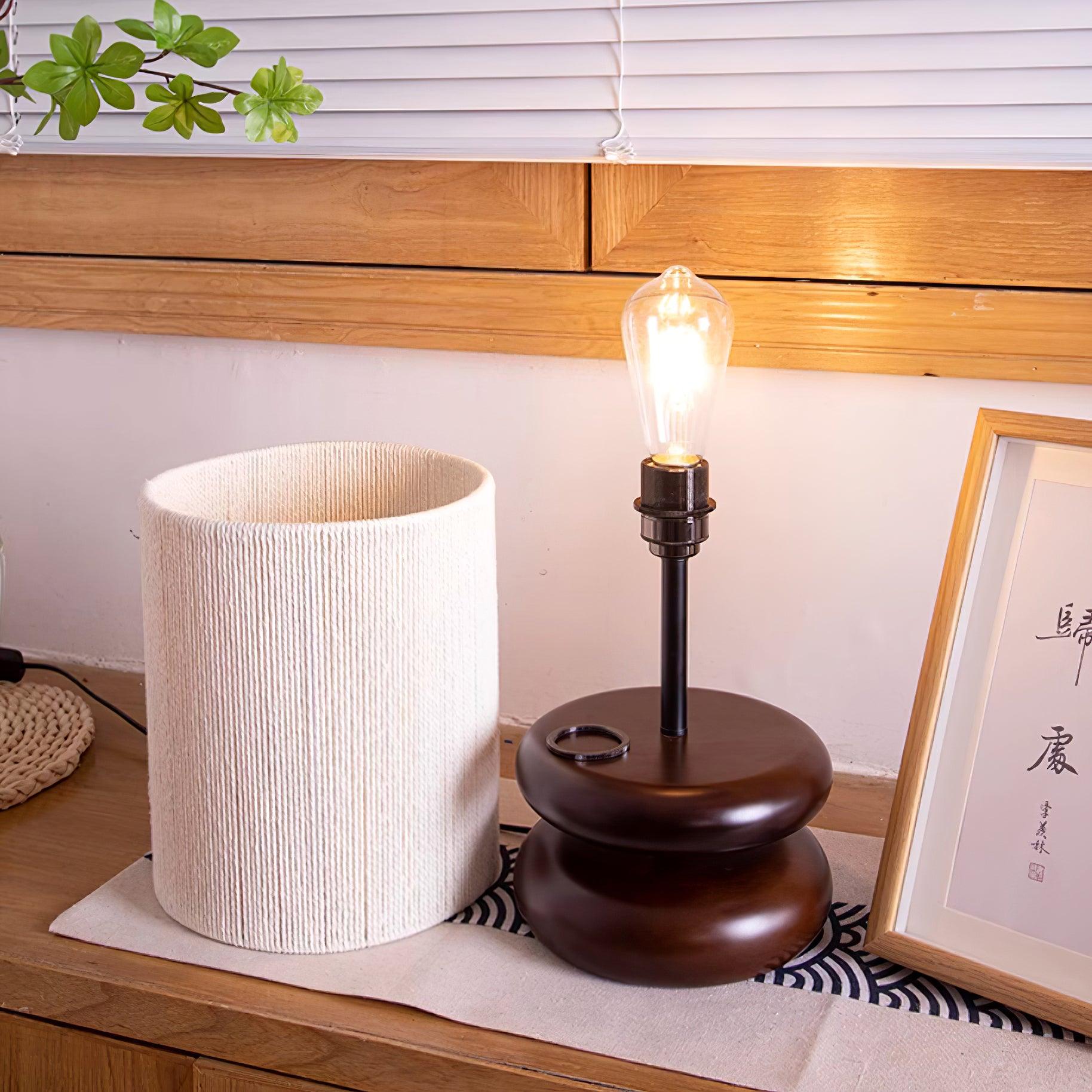 Lámpara de Mesa Moderna de Madera con Pantalla de Tela – Diseño Elegante y Natural 7