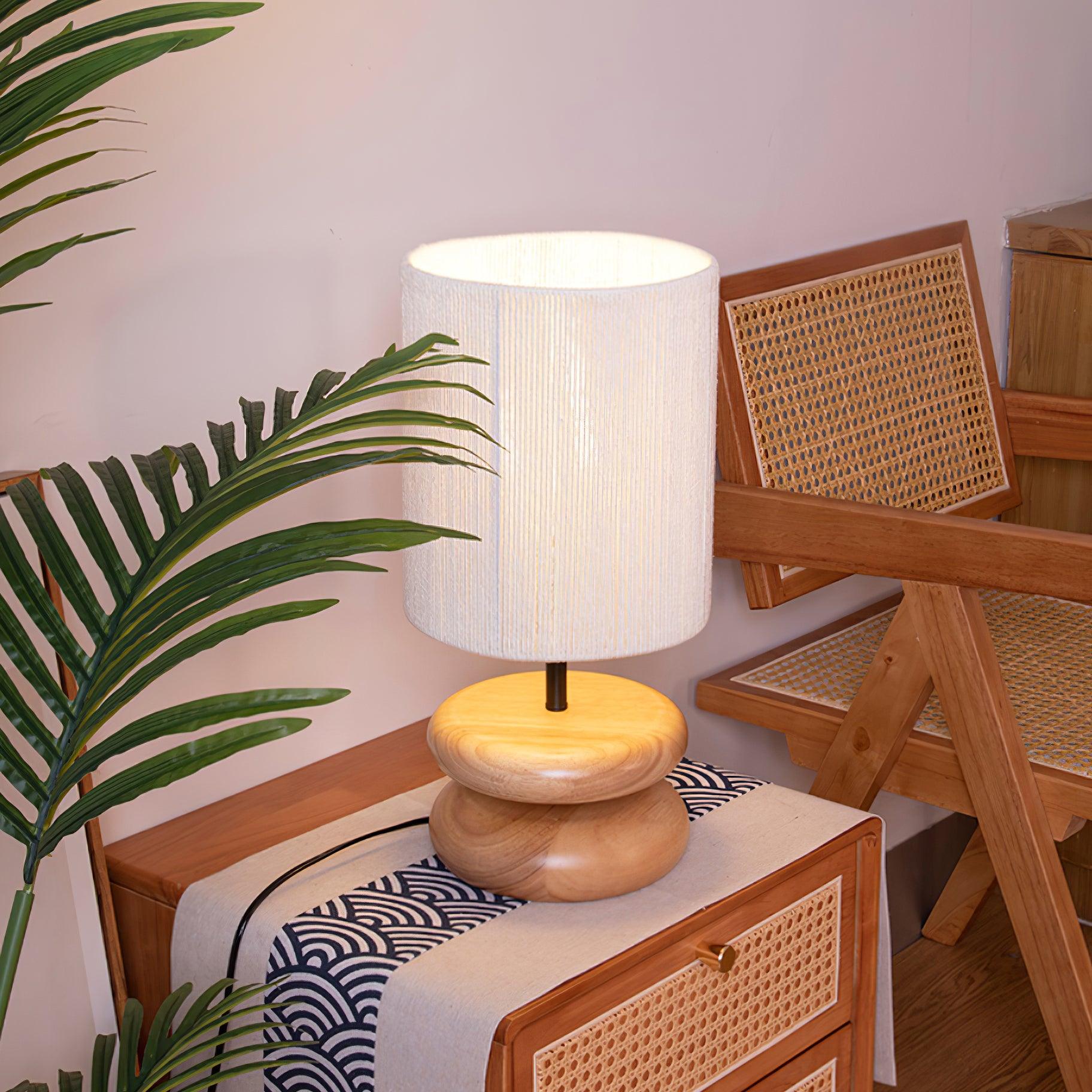 Lámpara de Mesa Moderna de Madera con Pantalla de Tela – Diseño Elegante y Natural 8