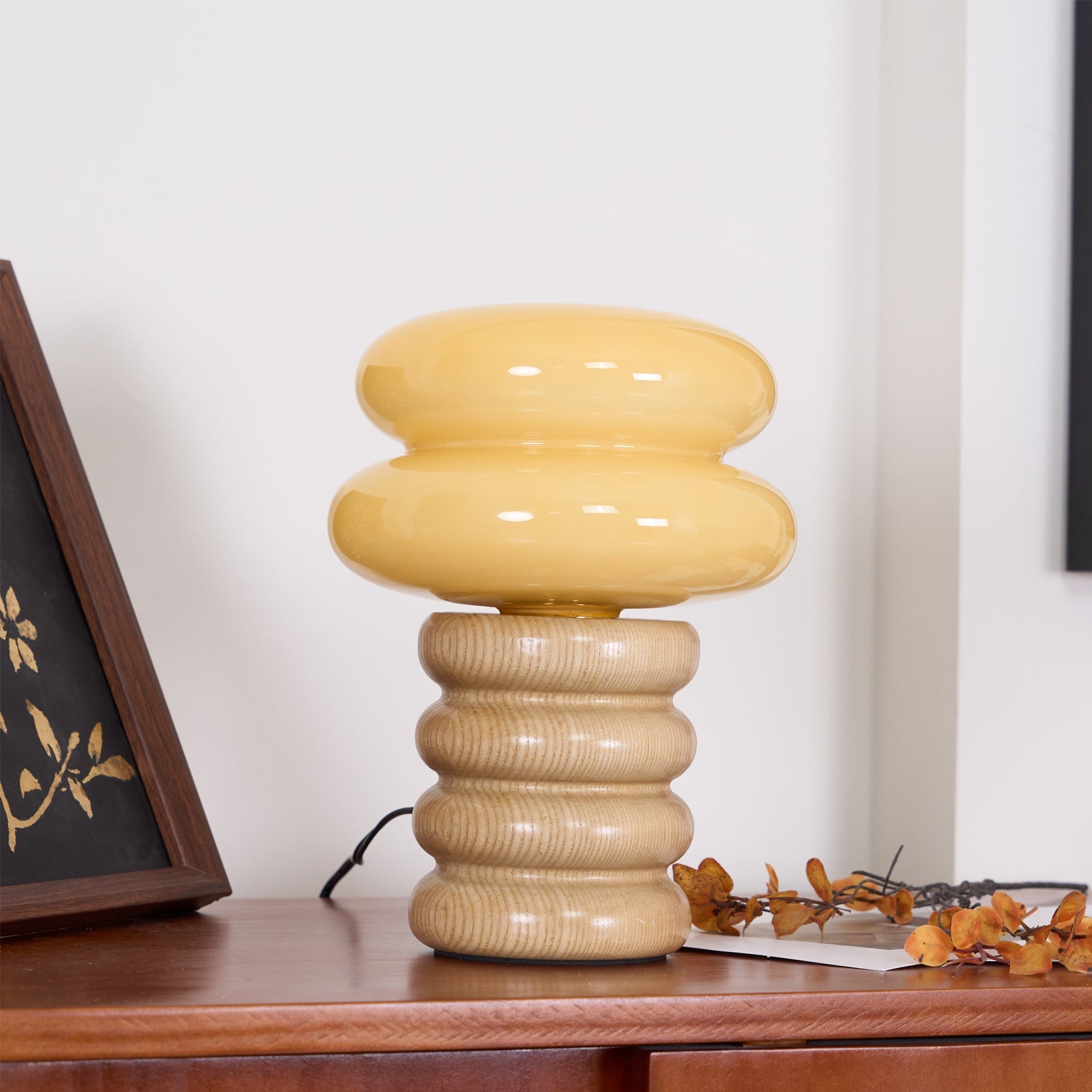 Lámpara de Mesa Moderna de Madera y Vidrio con Base G9 – Diseño Elegante para Interiores, Ideal para Mesas y Rincones 2