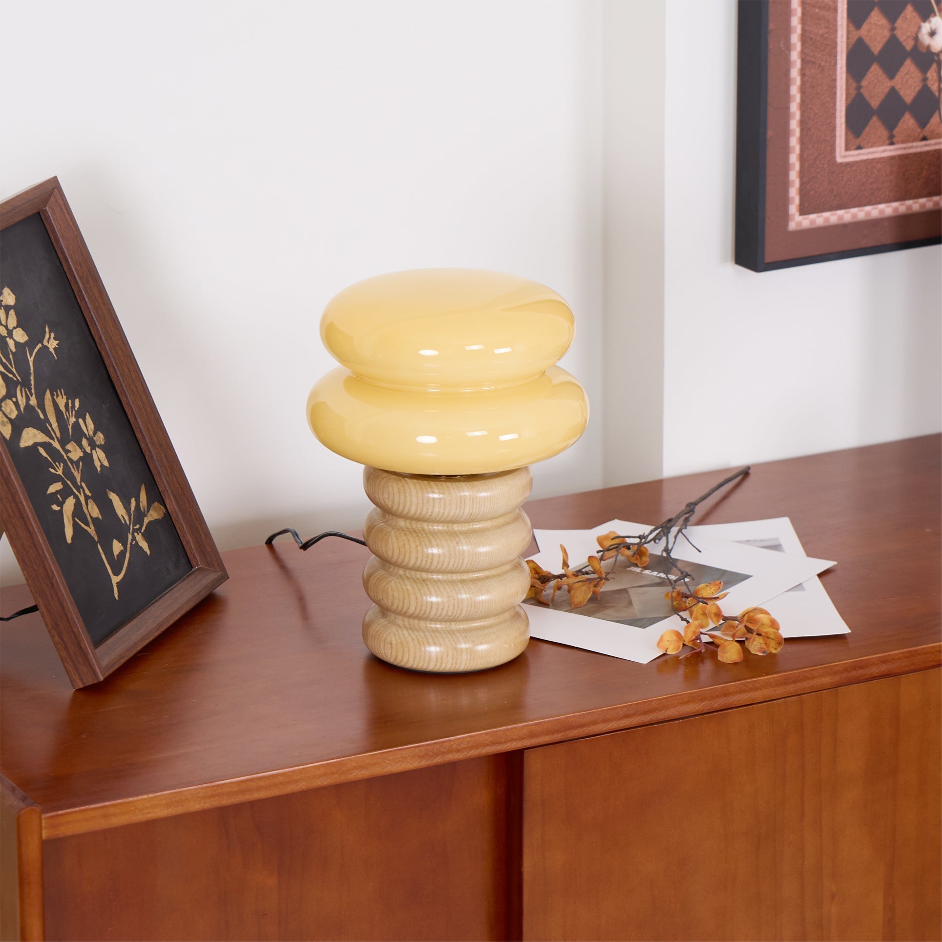 Lámpara de Mesa Moderna de Madera y Vidrio con Base G9 – Diseño Elegante para Interiores, Ideal para Mesas y Rincones 3