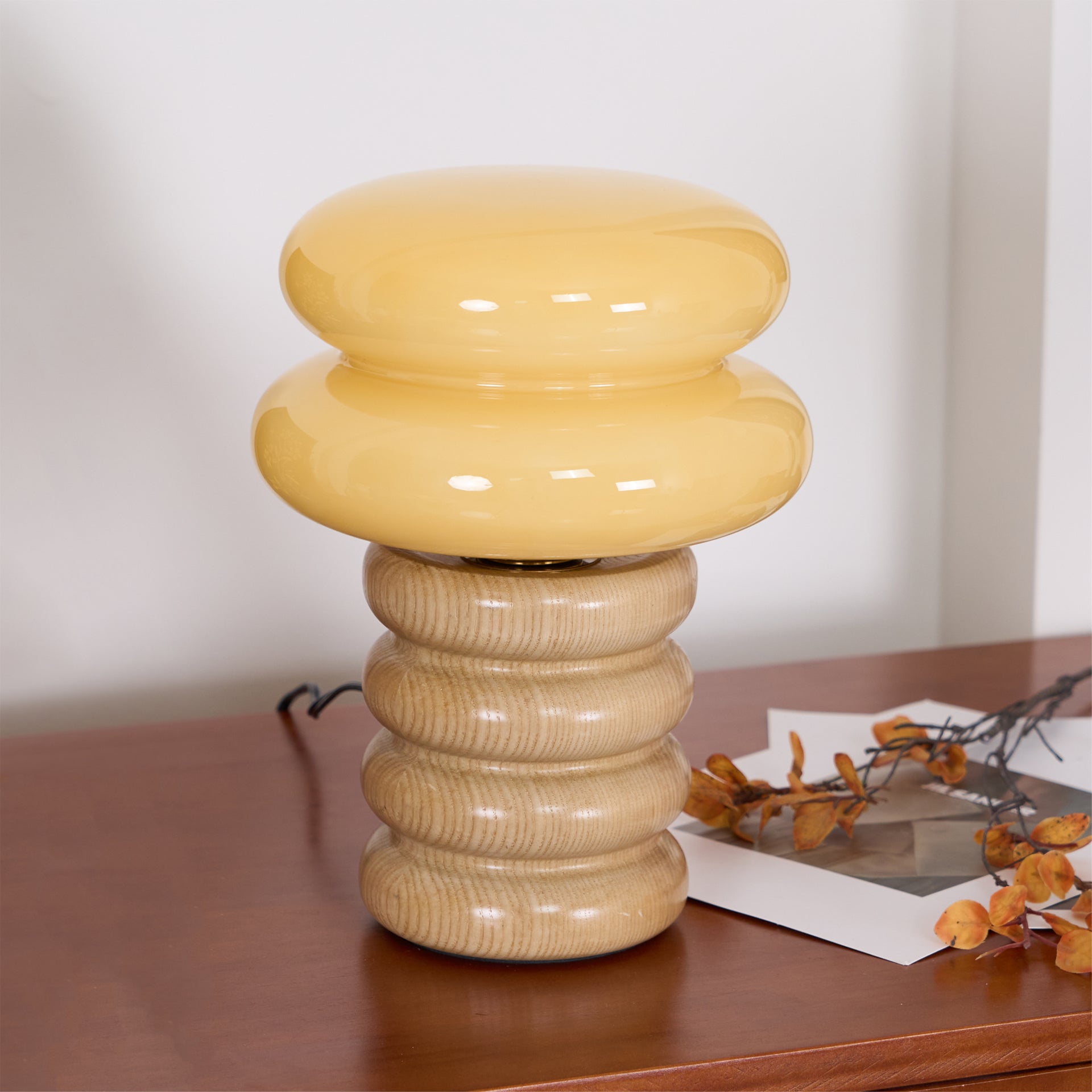 Lámpara de Mesa Moderna de Madera y Vidrio con Base G9 – Diseño Elegante para Interiores, Ideal para Mesas y Rincones 4