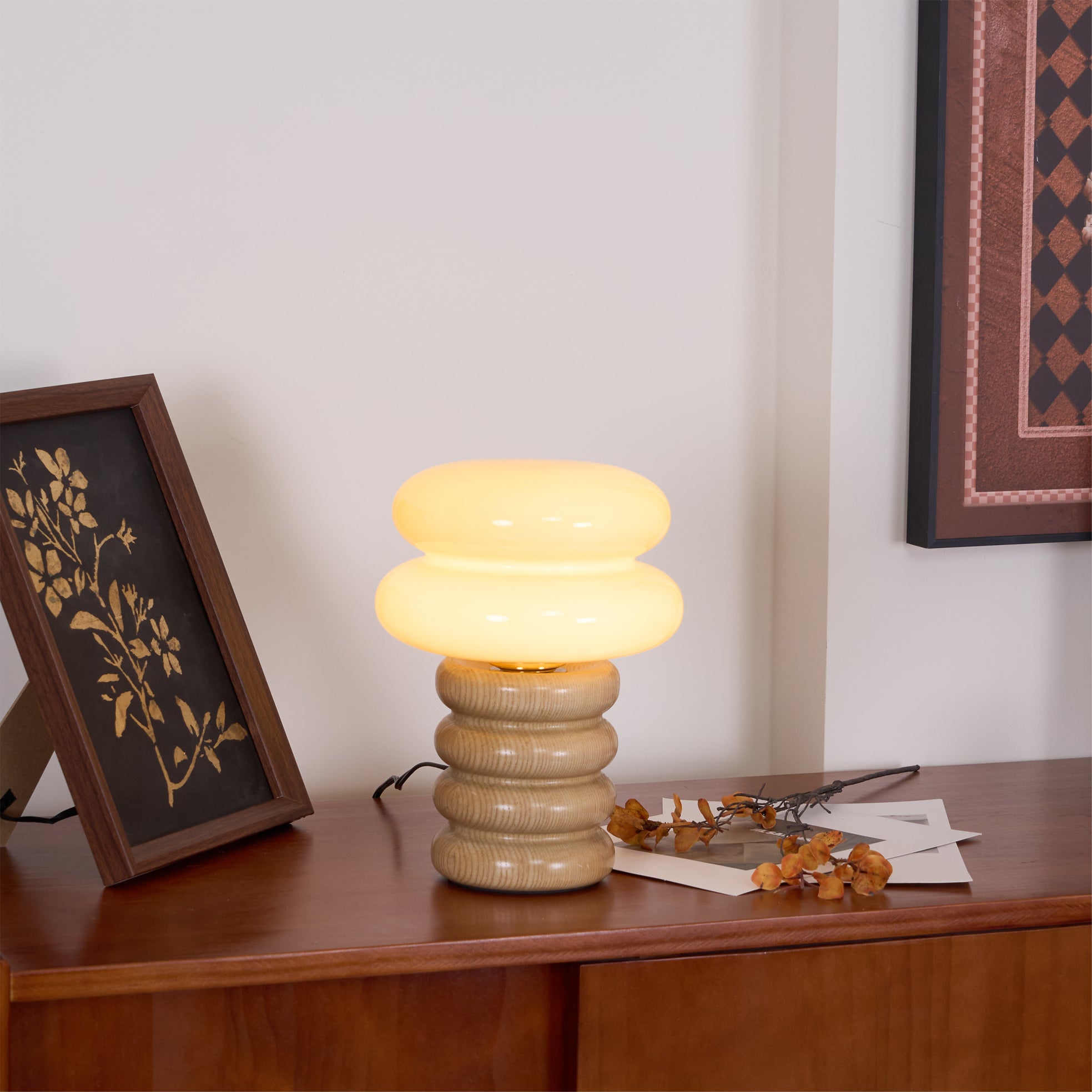 Lámpara de Mesa Moderna de Madera y Vidrio con Base G9 – Diseño Elegante para Interiores, Ideal para Mesas y Rincones 5