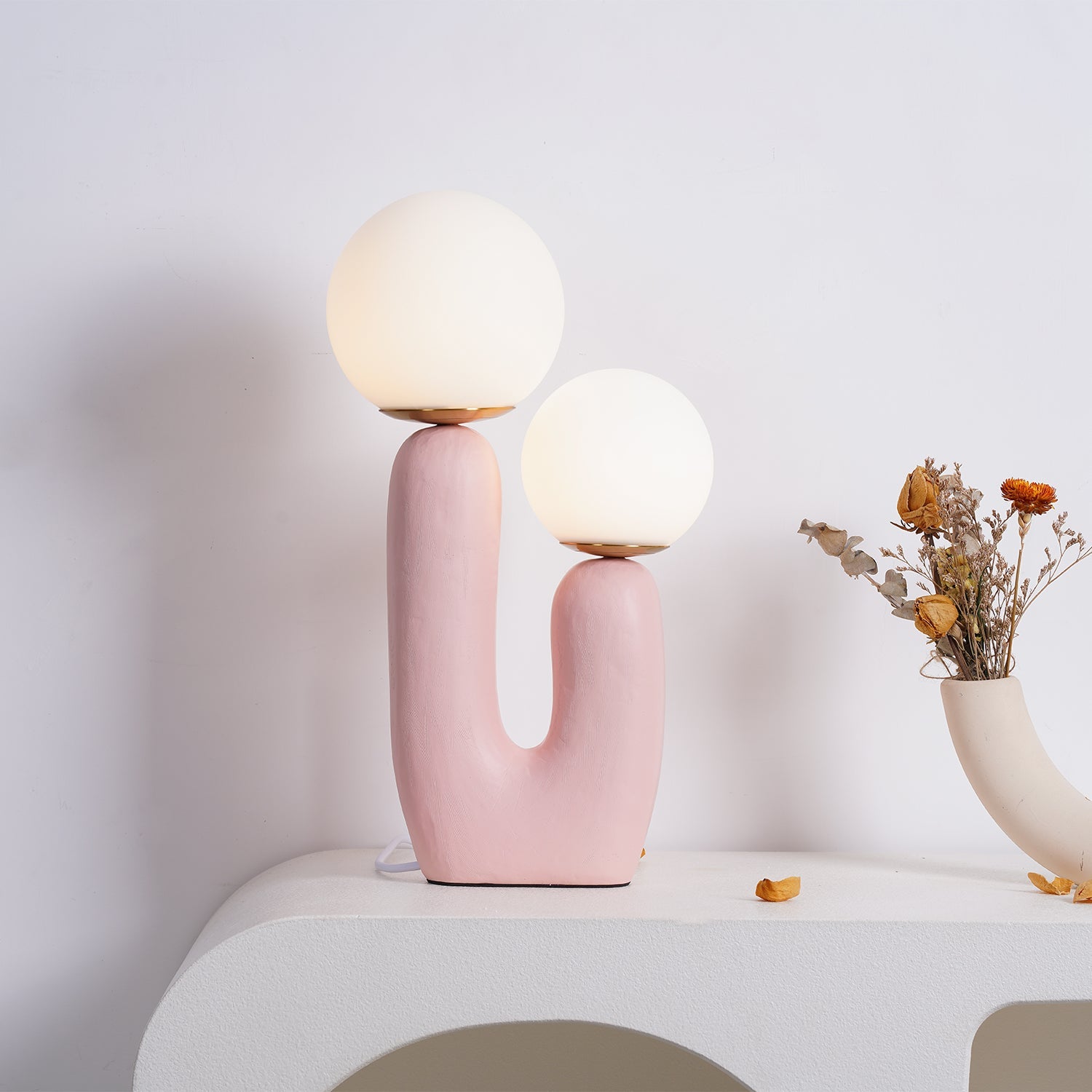 Lámpara de Mesa Moderna de Resina y Metal, 26 cm, Disponible en Verde, Rosa, Terracota y Blanco - Ideal para Escritorios y Mesitas de Noche 5