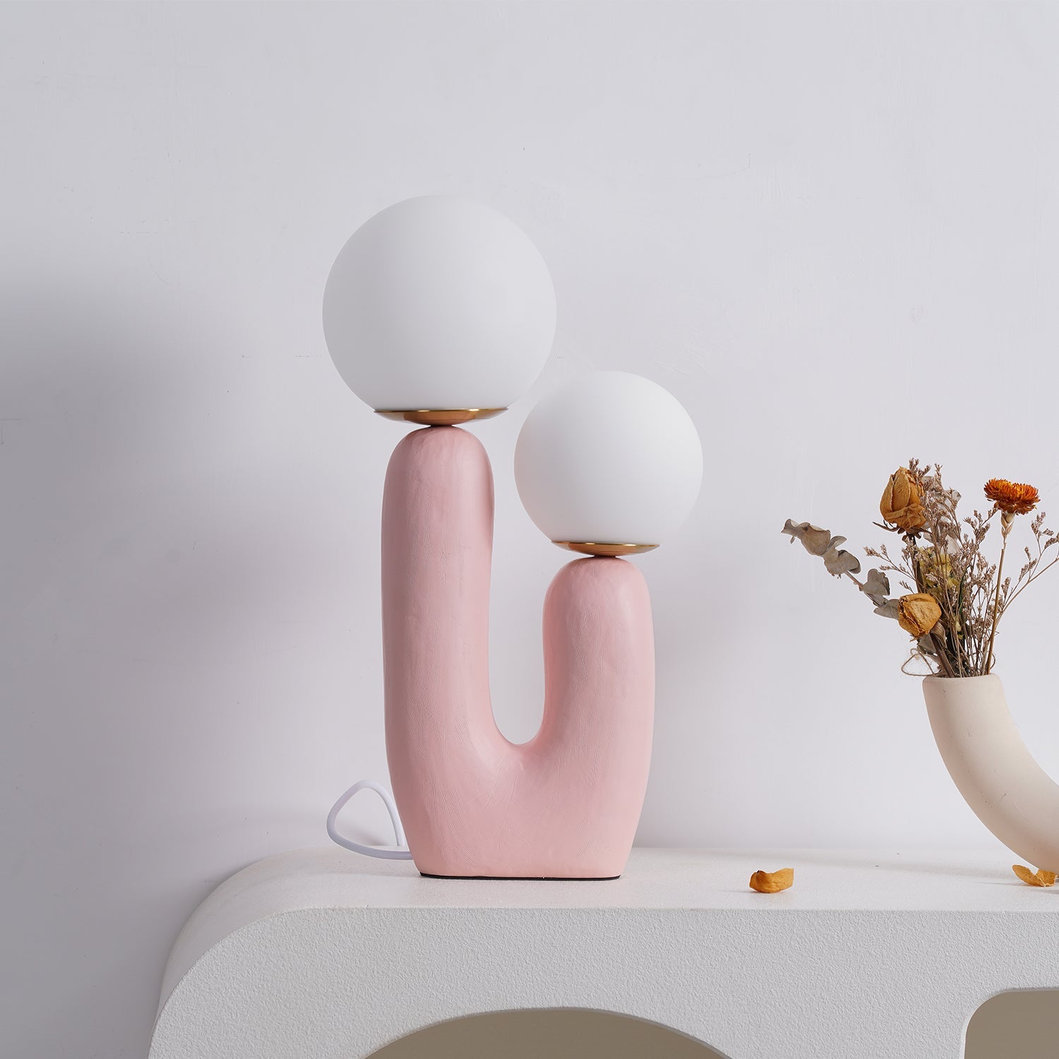 Lámpara de Mesa Moderna de Resina y Metal, 26 cm, Disponible en Verde, Rosa, Terracota y Blanco - Ideal para Escritorios y Mesitas de Noche 7