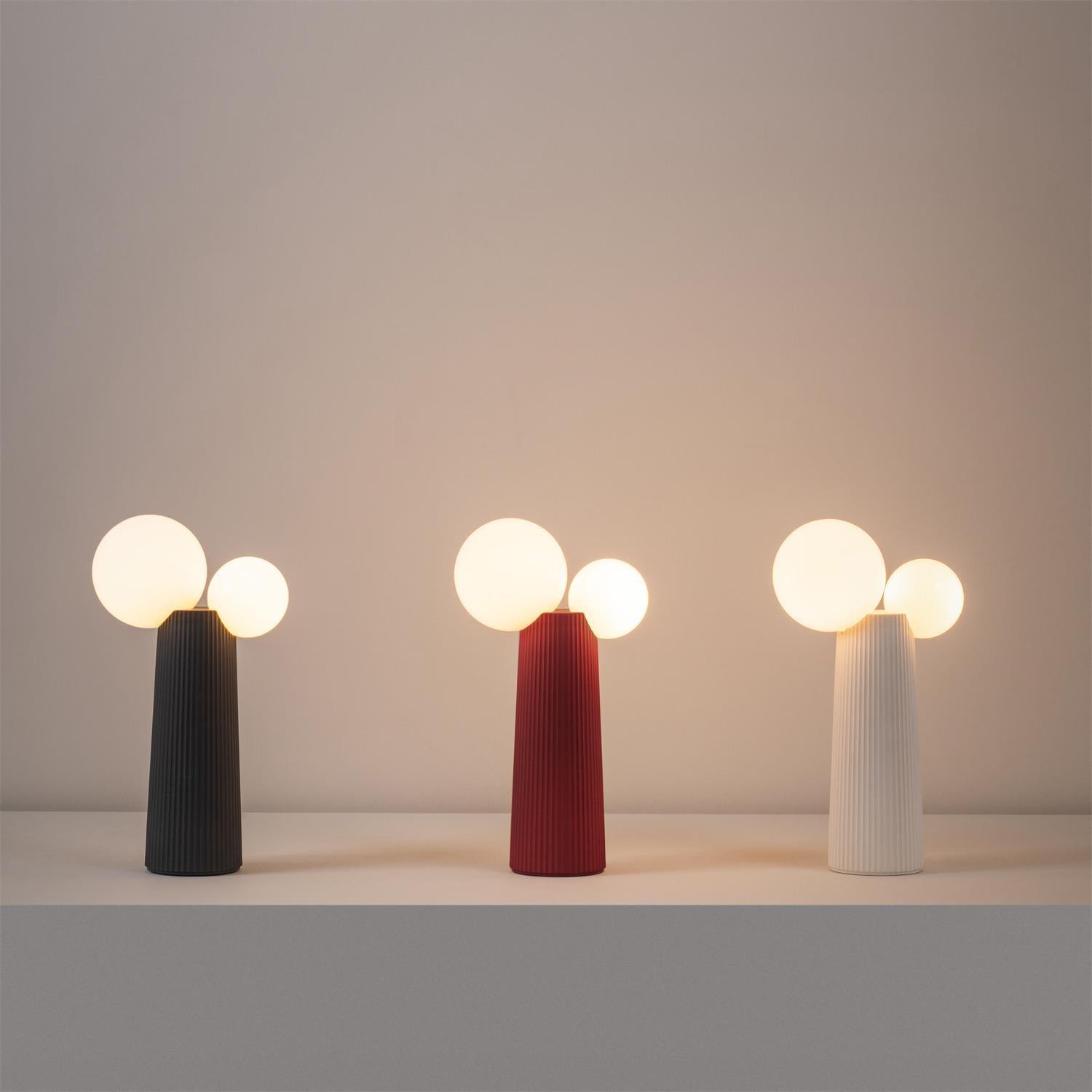 Lámpara de Mesa Moderna de Resina y Vidrio, Diseño Escultural para Interiores - 21 cm Diámetro, Varios Colores 2