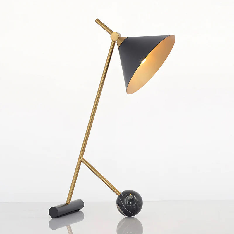 Lámpara de Mesa Moderna en Hierro y Mármol, Diseño Minimalista, Ideal para Escritorio y Mesita de Noche - Dorado, Negro y Blanco 9