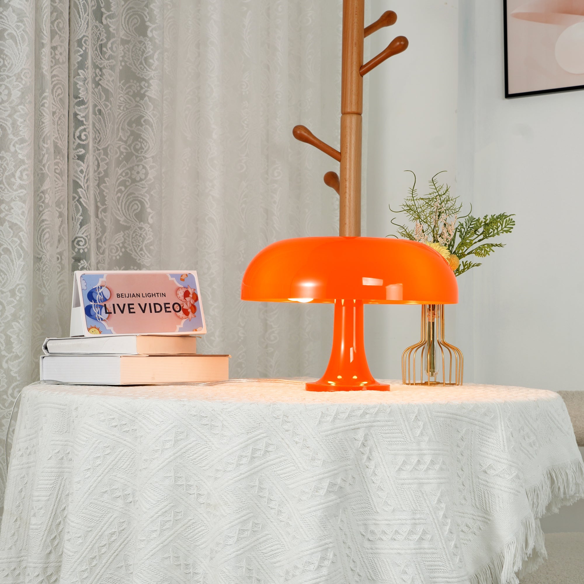 Lámpara de Mesa Nesso de Estilo Moderno en Colores Naranja y Blanco – Diseño Futurista 8