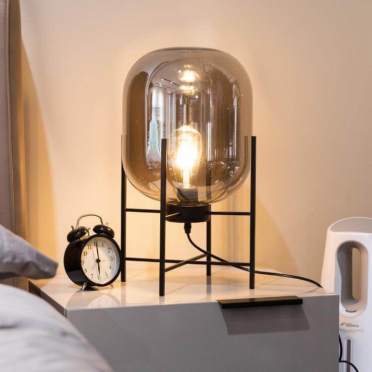 Lámpara de Mesa Oda de Vidrio Soplado con Base de Cerámica – Luz Ambiental Cálida para Mesita de Noche 3