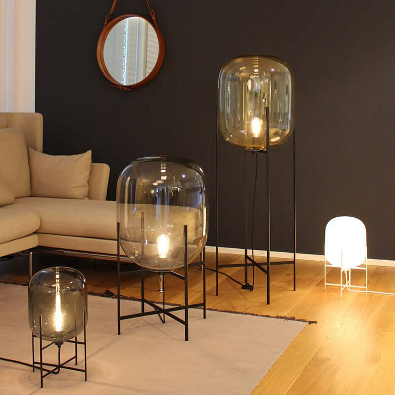 Lámpara de Mesa Oda de Vidrio Soplado con Base de Cerámica – Luz Ambiental Cálida para Mesita de Noche 7