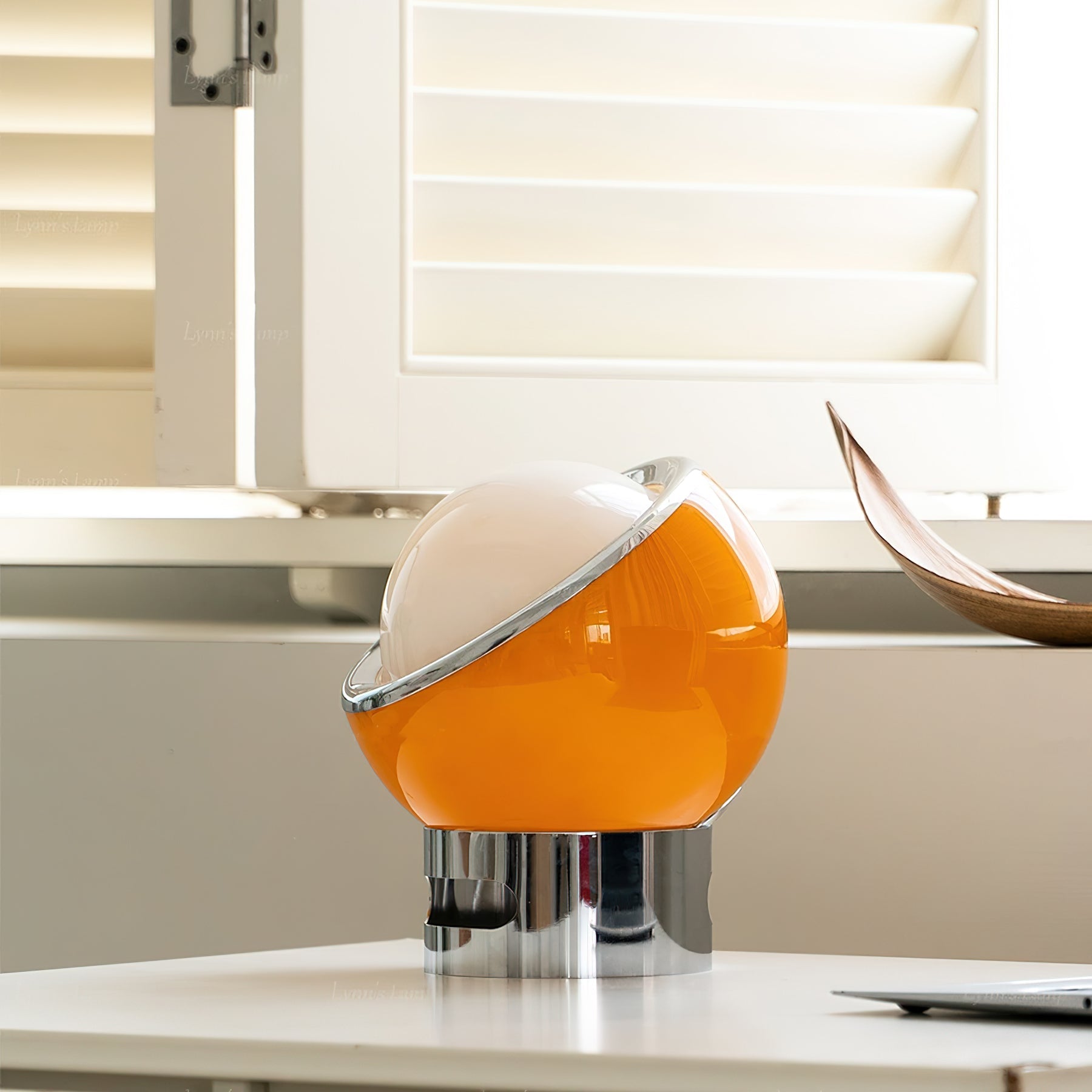 Lámpara de Mesa Planetaria de Acero Inoxidable y Vidrio – Diseño Esférico Colorido 2