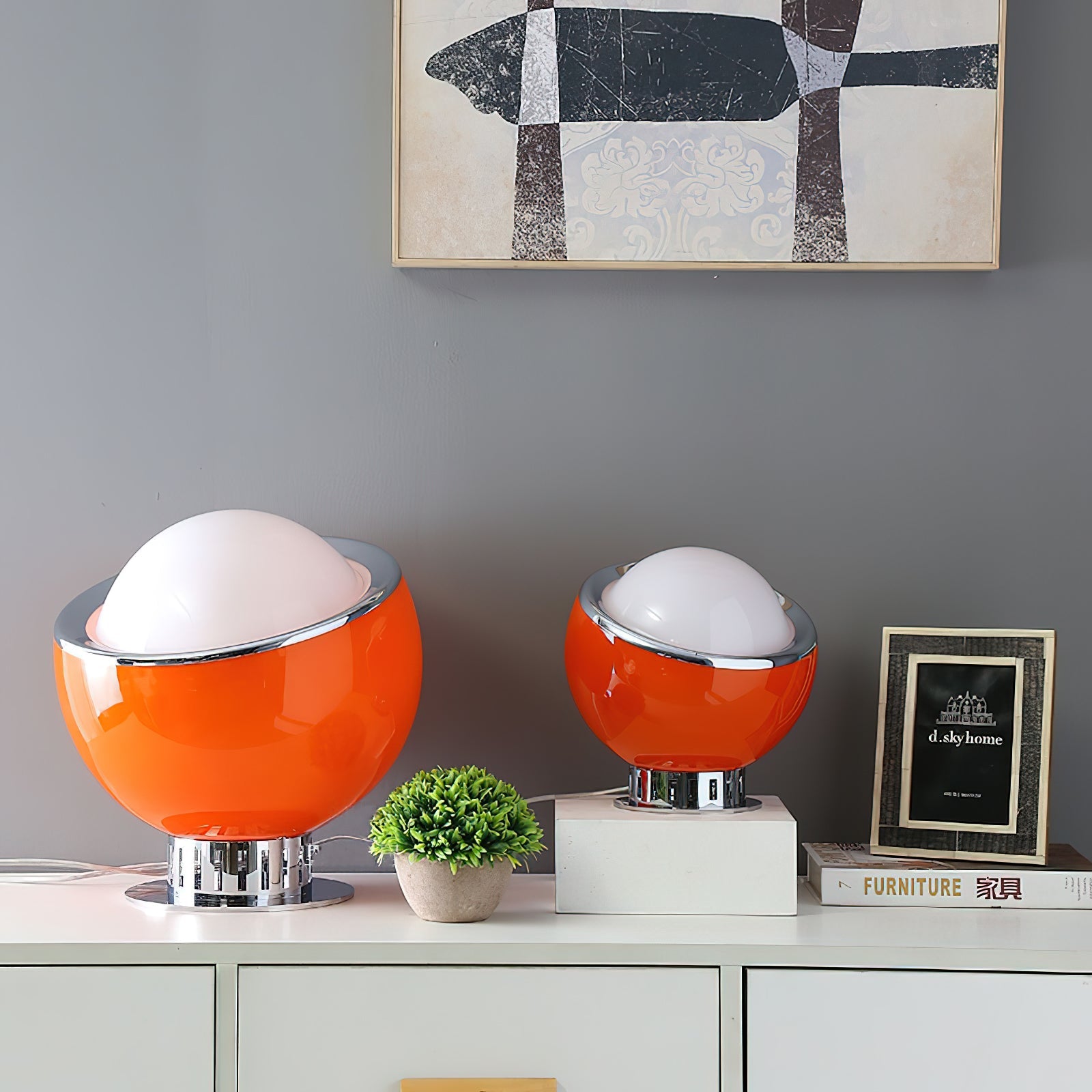 Lámpara de Mesa Planetaria de Acero Inoxidable y Vidrio – Diseño Esférico Colorido 4