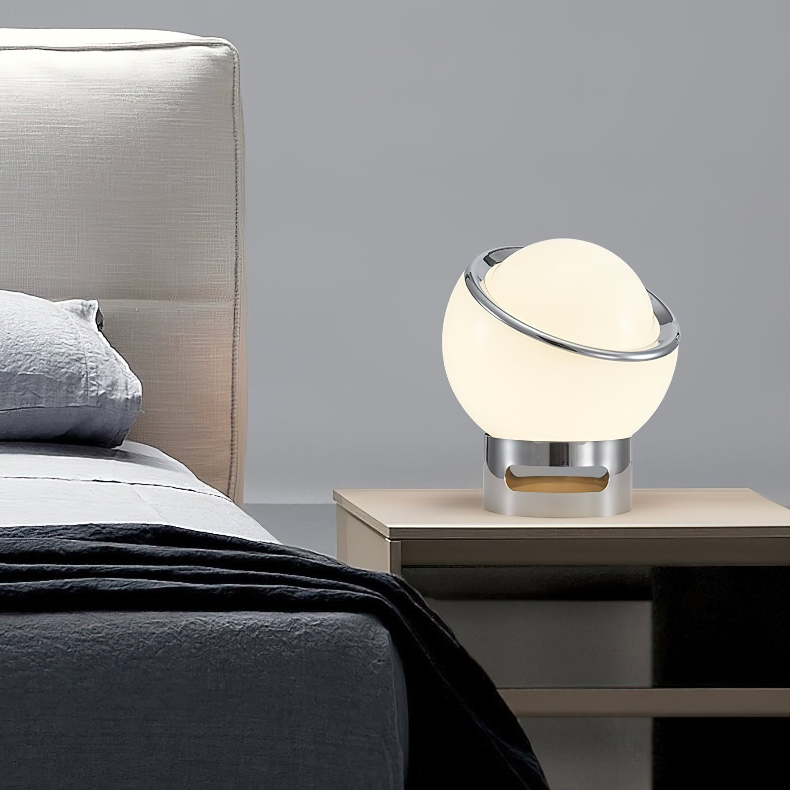 Lámpara de Mesa Planetaria de Acero Inoxidable y Vidrio – Diseño Esférico Colorido 6