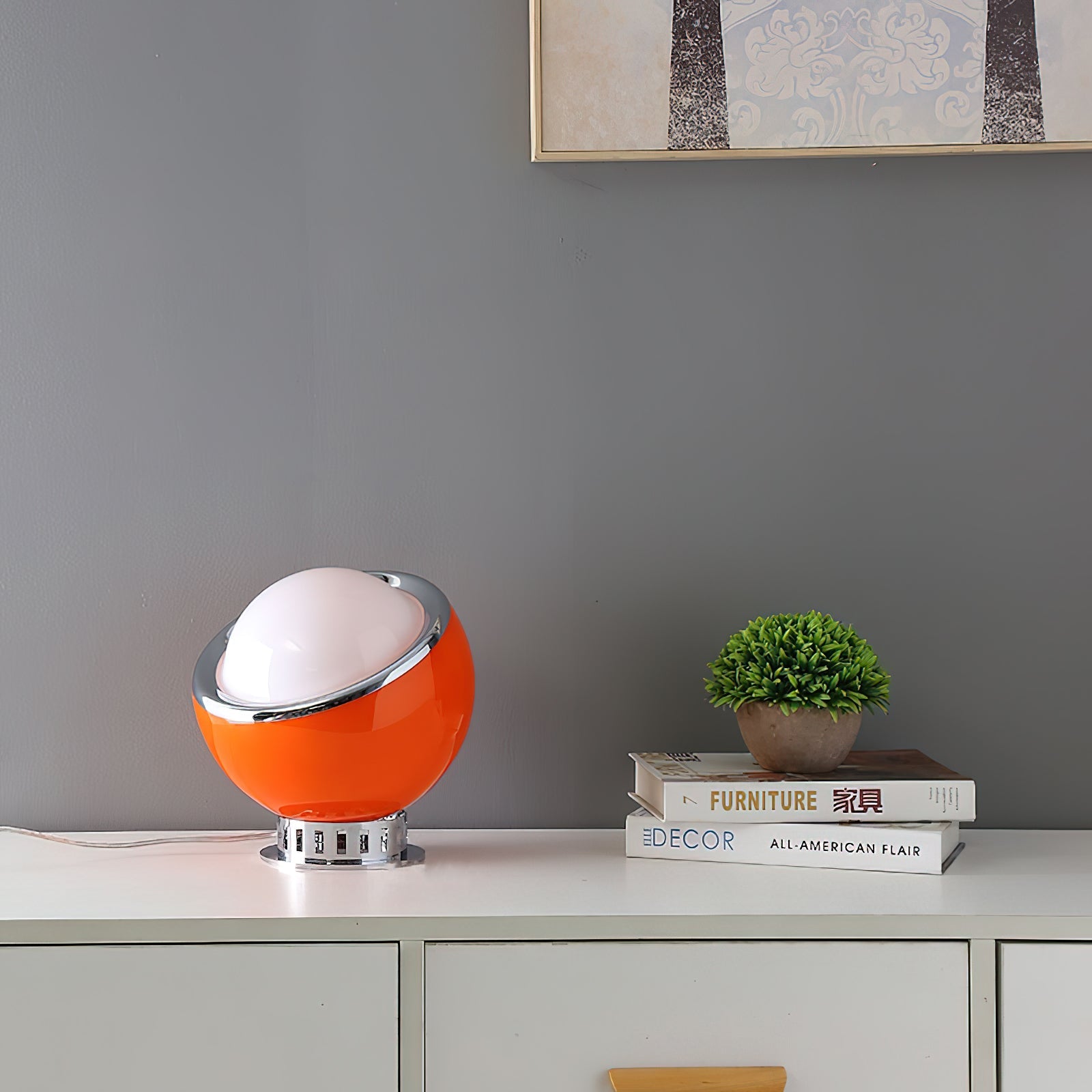 Lámpara de Mesa Planetaria de Acero Inoxidable y Vidrio – Diseño Esférico Colorido 7