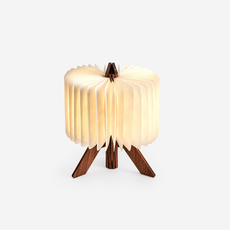 Lámpara de Mesa Plegable de Madera y Pantalla de Papel DuPont – Diseño Moderno y Funcional para Mesita de Noche 1