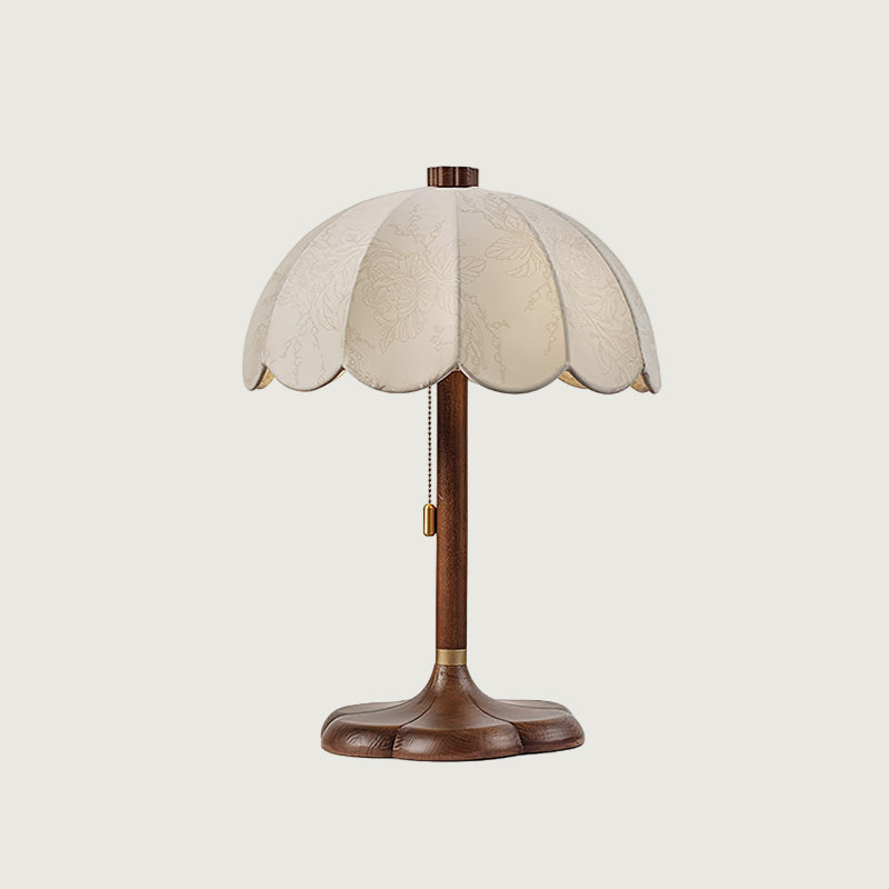 Lámpara de Mesa Retro con Pantalla de Tela y Base de Madera – 32cm de Diámetro 0